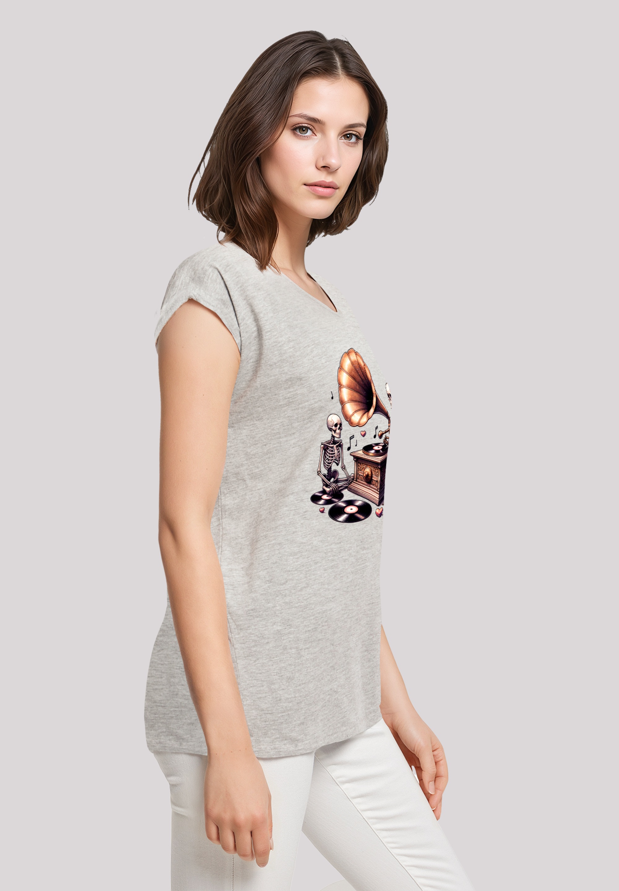 F4NT4STIC T-Shirt »Gothic Skeleton Vintage Plattenspieler«, Premium Qualität