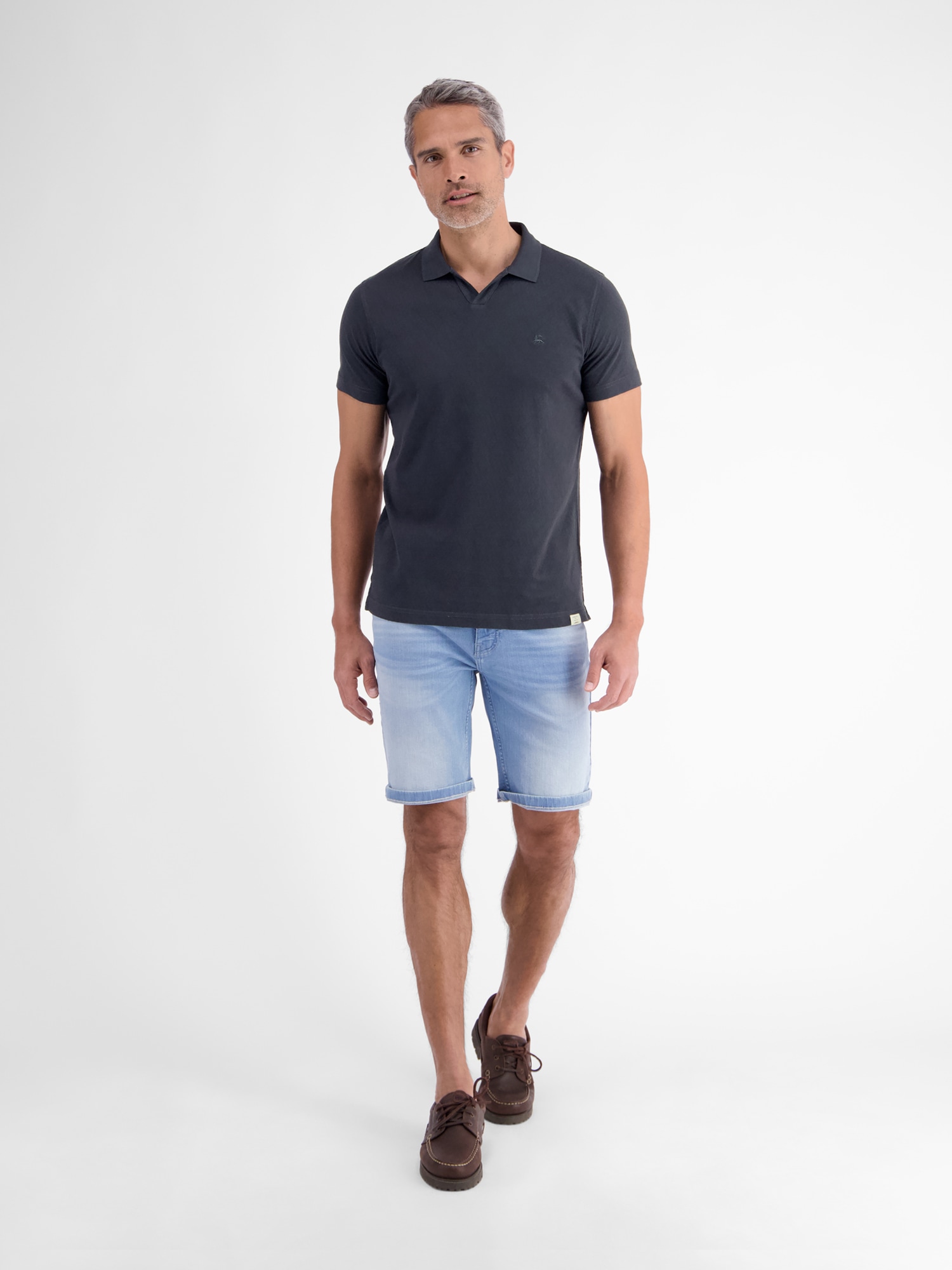 LERROS Poloshirt »Modernes Poloshirt mit Jaquard-Muster und knopflosem Kragen«