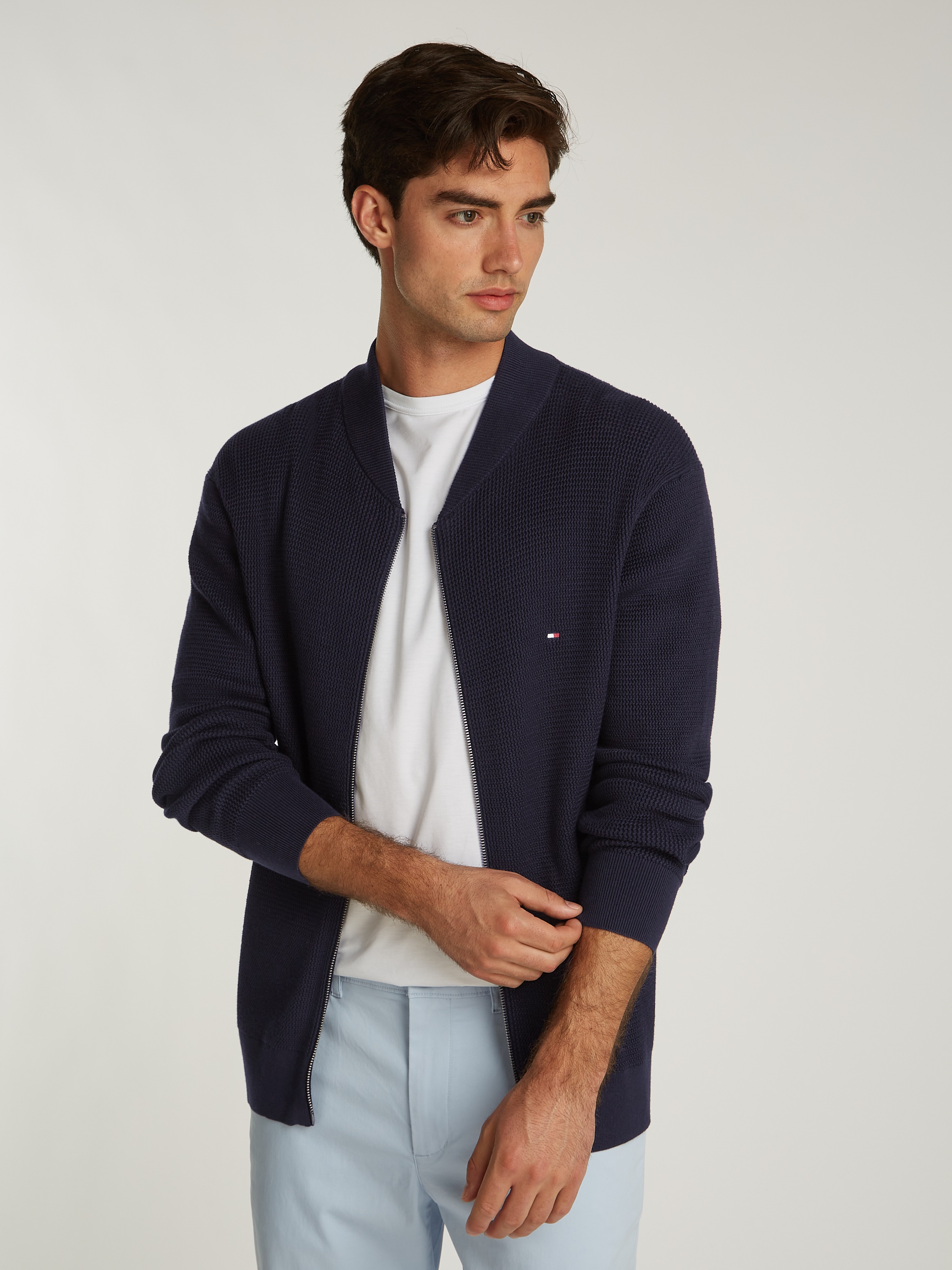 Tommy Hilfiger Strickjacke »RACKING STRUCTURE BASEBALL ZT«