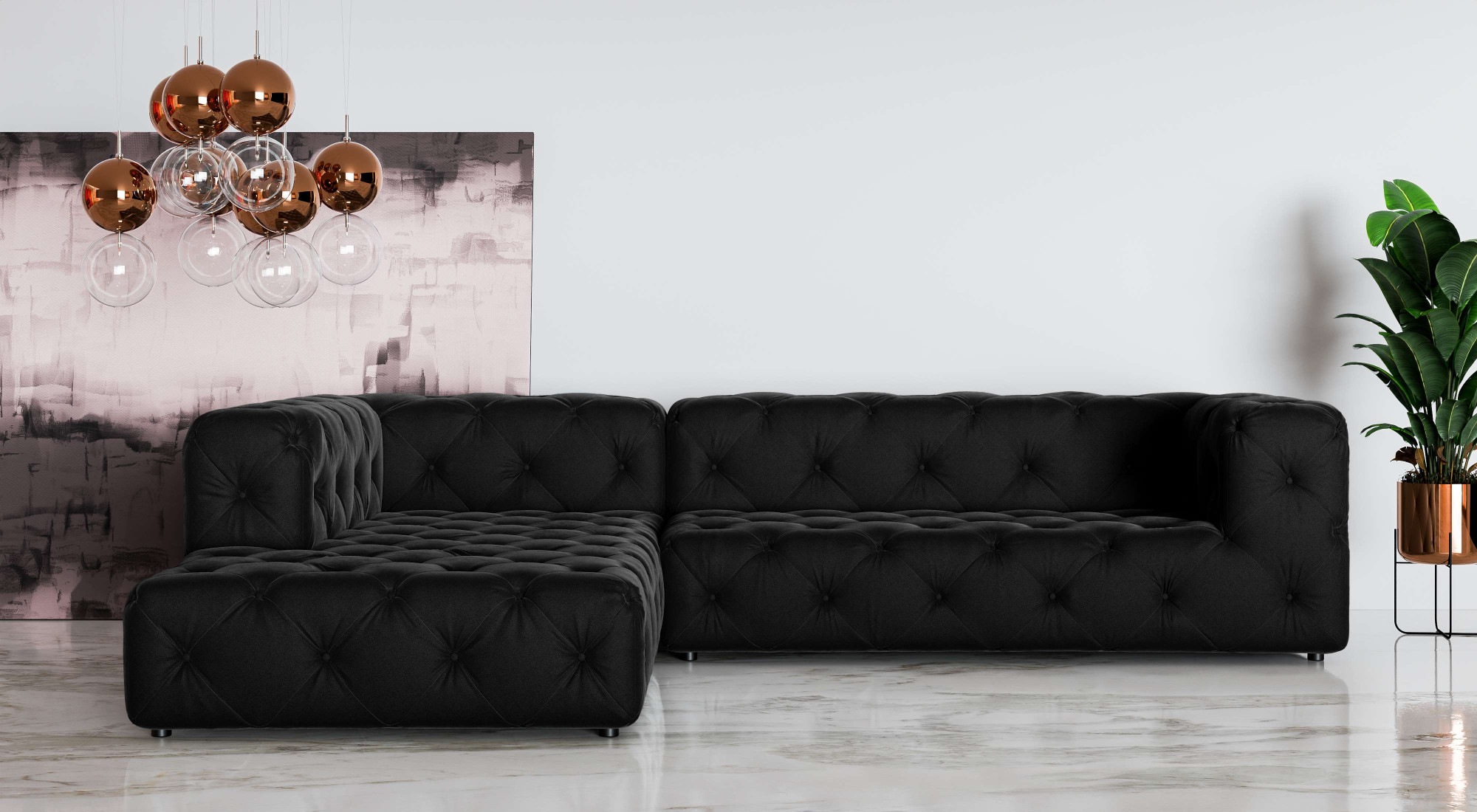 Places of Style Ecksofa »FOLLINA«, L-Form, mit klassischer Chesterfield-Knopfheftung