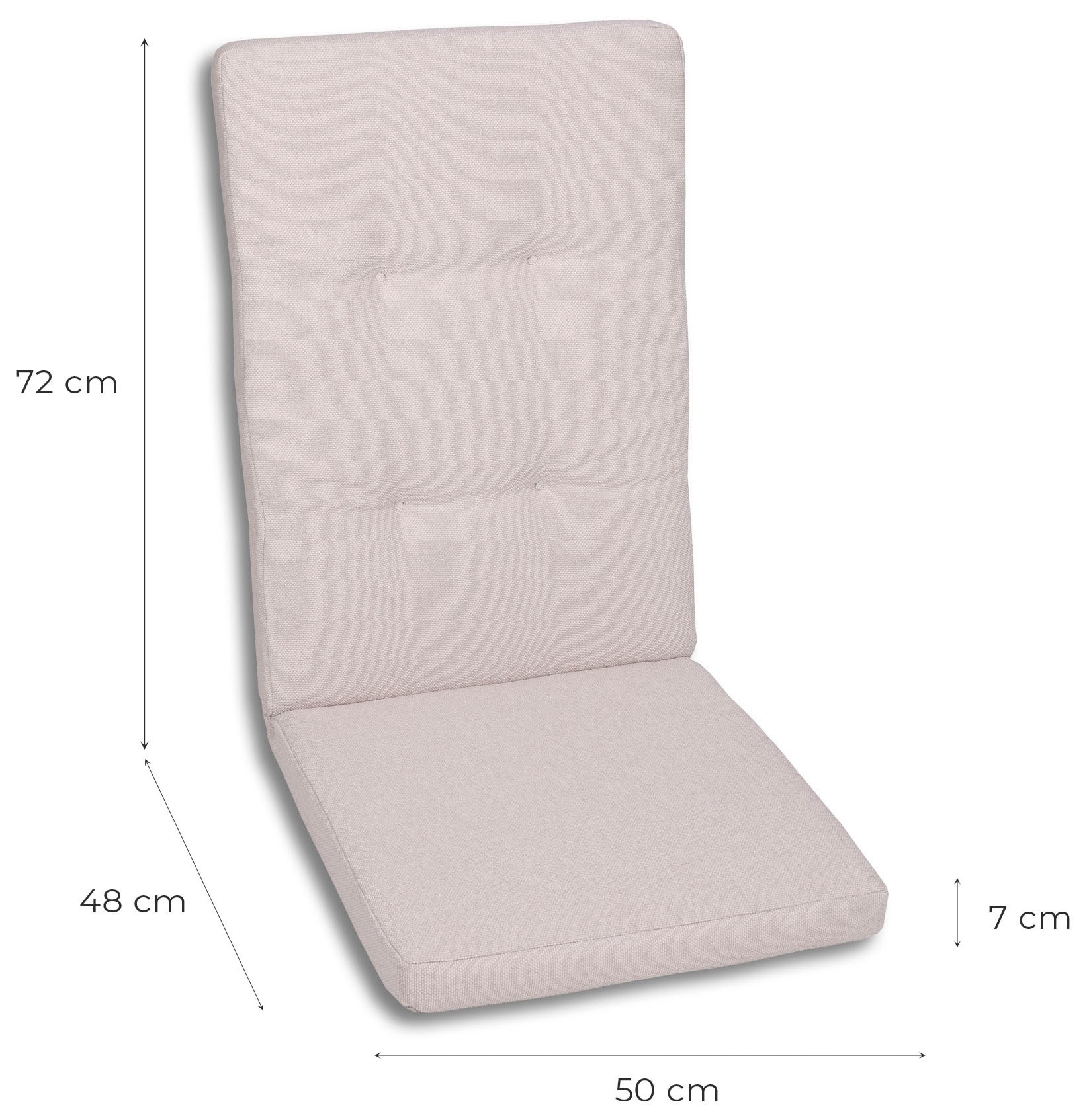 GO-DE Hochlehnerauflage Uni Bouclé natur - Maße BxLxH ca.: 50 cm x 120 cm x 7 cm