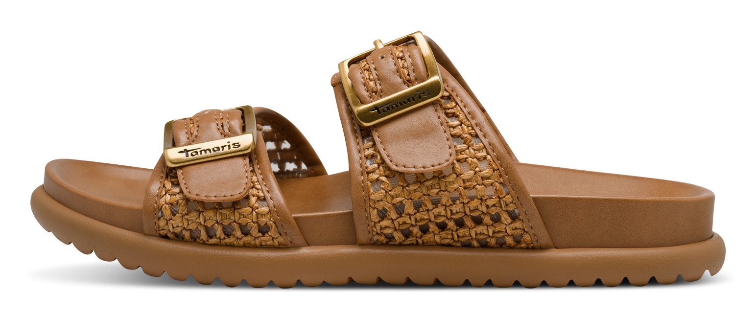 Tamaris Pantolette, Plateau, Sommerschuh, Schlupfschuh mit verstellbaren Schnallen