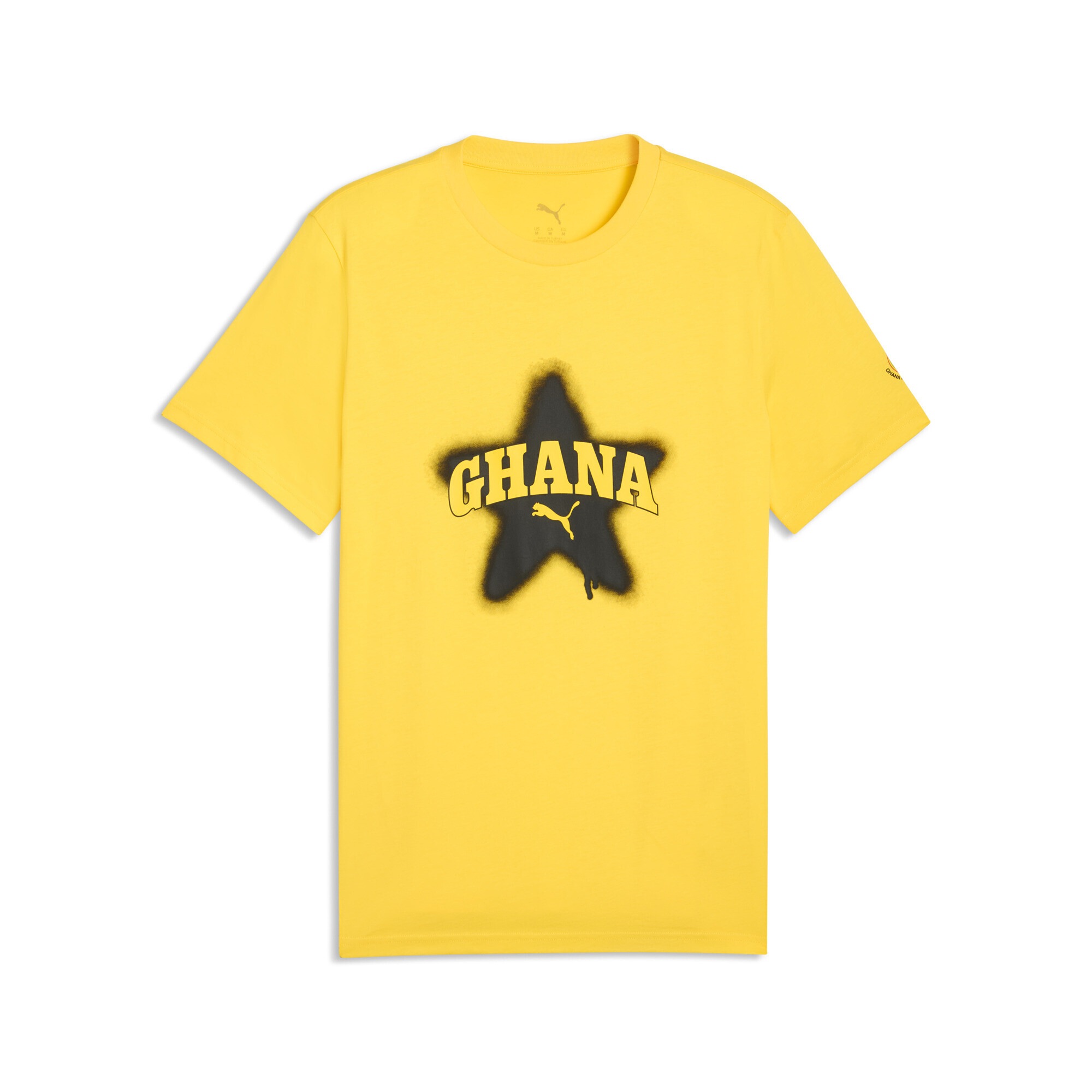 T-Shirt PUMA "Ghana ftblCulture T-Shirt Herren", Damen, Gr. S, pelé gelb schwarz, Obermaterial: 100% Baumwolle; Rippe: 75% Baumwolle, 25% Polyester, bedruckt, regular fit, Rundhals, Shirts T-Shirt