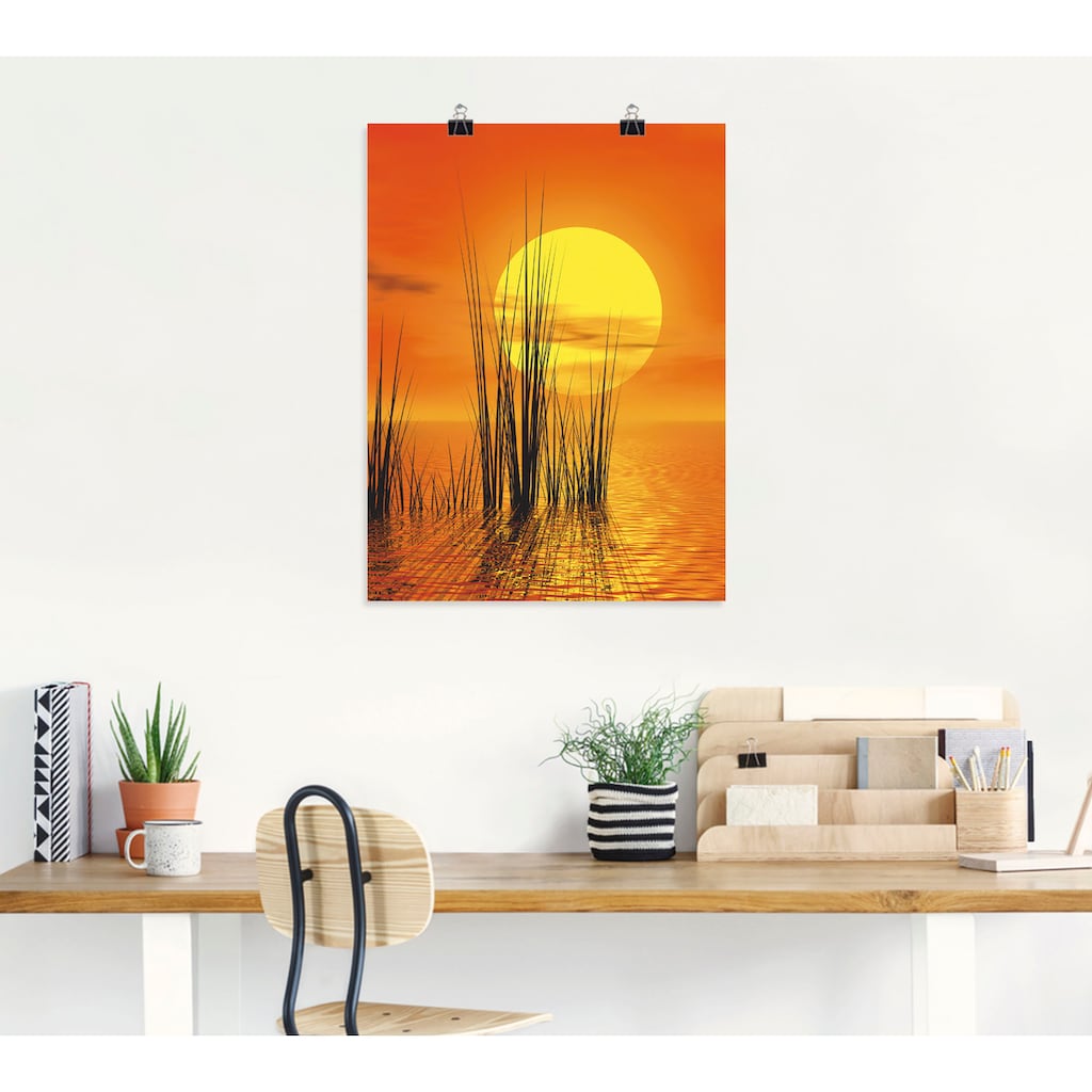Artland Wandbild »Sonnenuntergang mit Schilf«, Sonnenaufgang & -untergang, (1 St.)