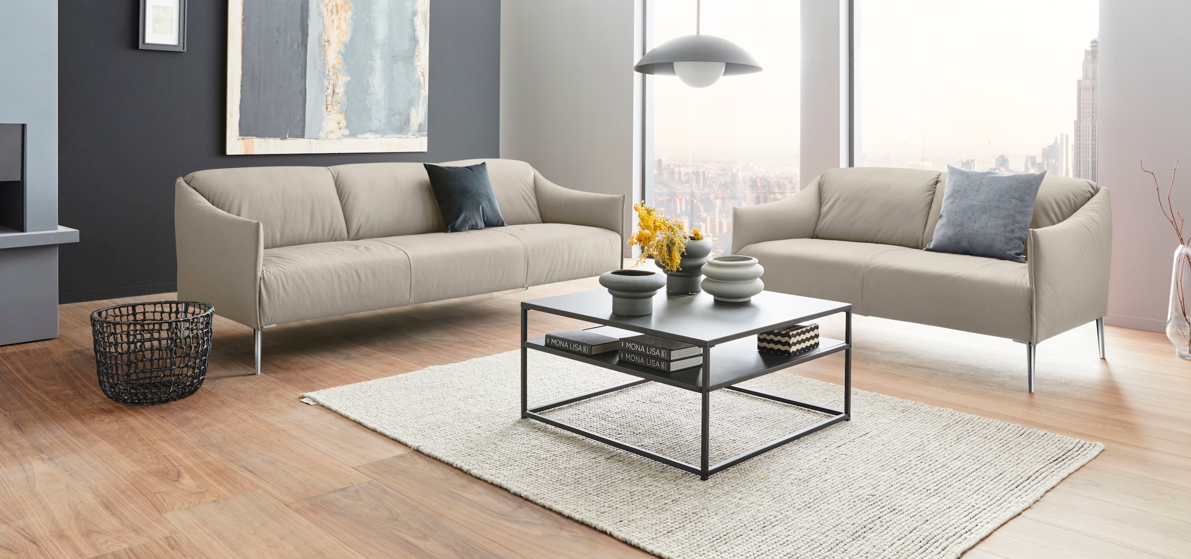 W.SCHILLIG 3-Sitzer »sally« mit Metallfüßen in Chrom glänzend, Breite 224 cm