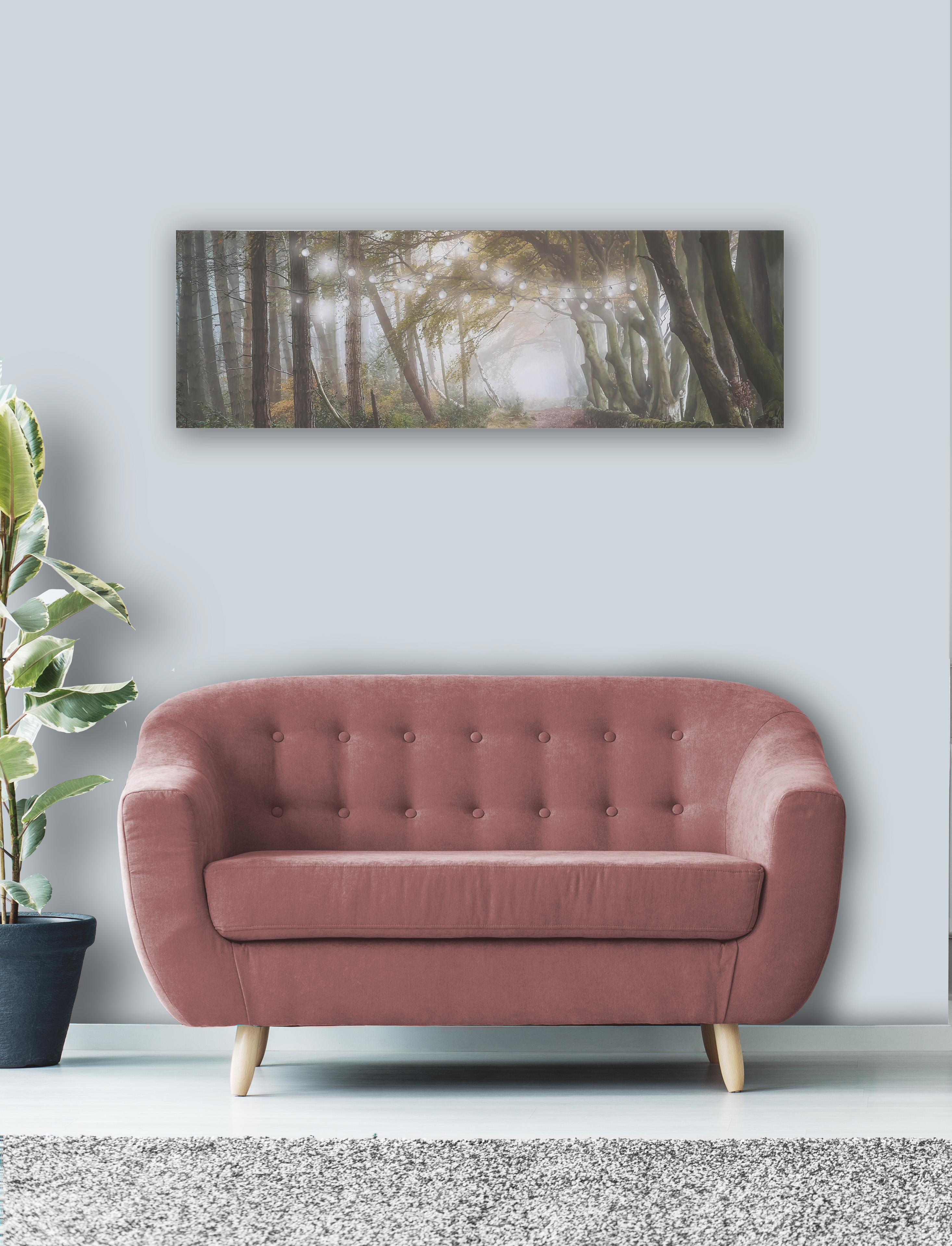 Art for the home LED-Bild "Waldspaziergang LED 30x90cm" Natur Wald 1 Stk. tlg. LED-Leinwand Waldspaziergang 30 x 90 cm