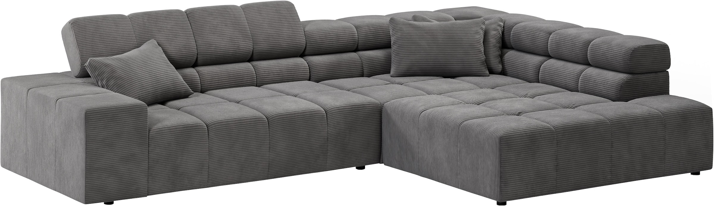 INOSIGN Ecksofa »Ancona incl. Kopfteilverstellung, Zierkissen Breite 319cm, L-Form«, wahlweise motorische Sitztiefenverstellung, auch in Cord + Easy Care