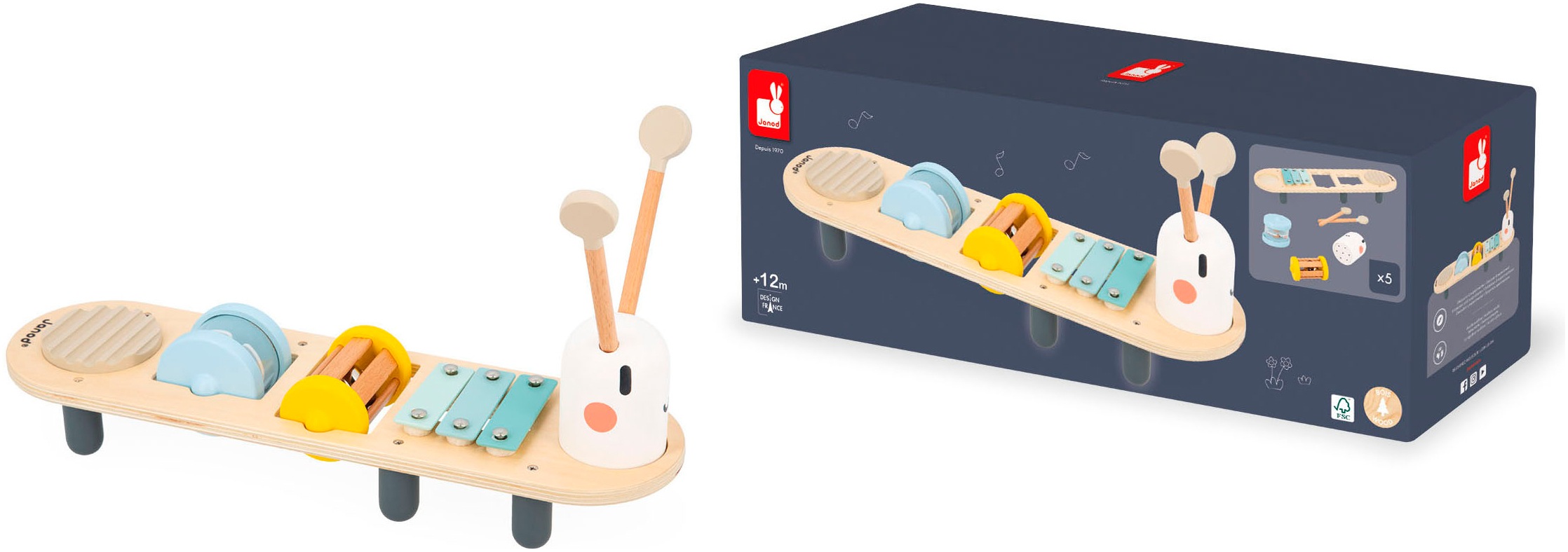 Janod Spielzeug-Musikinstrument »Aktivitäts-Raupe«, FSC®- schützt Wald - weltweit