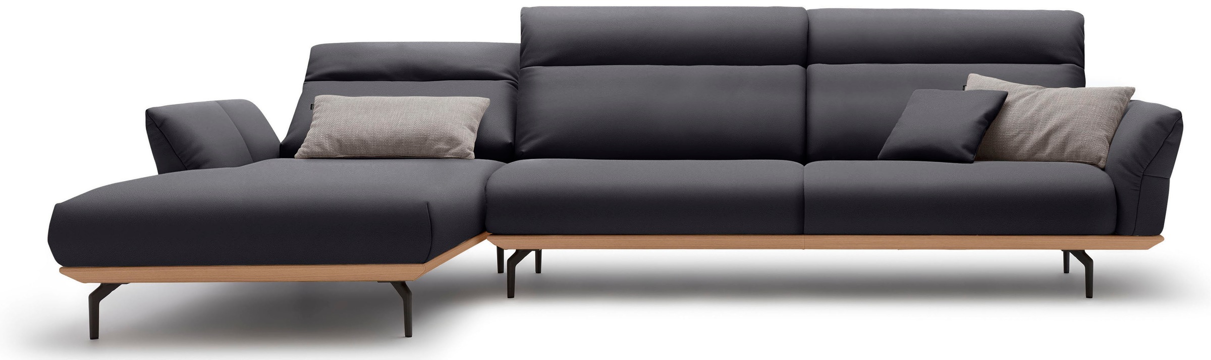 Creation BY ROLF BENZ Ecksofa »CR.460«, Sockel in Eiche, Winkelfüße in Umbragrau, Breite 338 cm