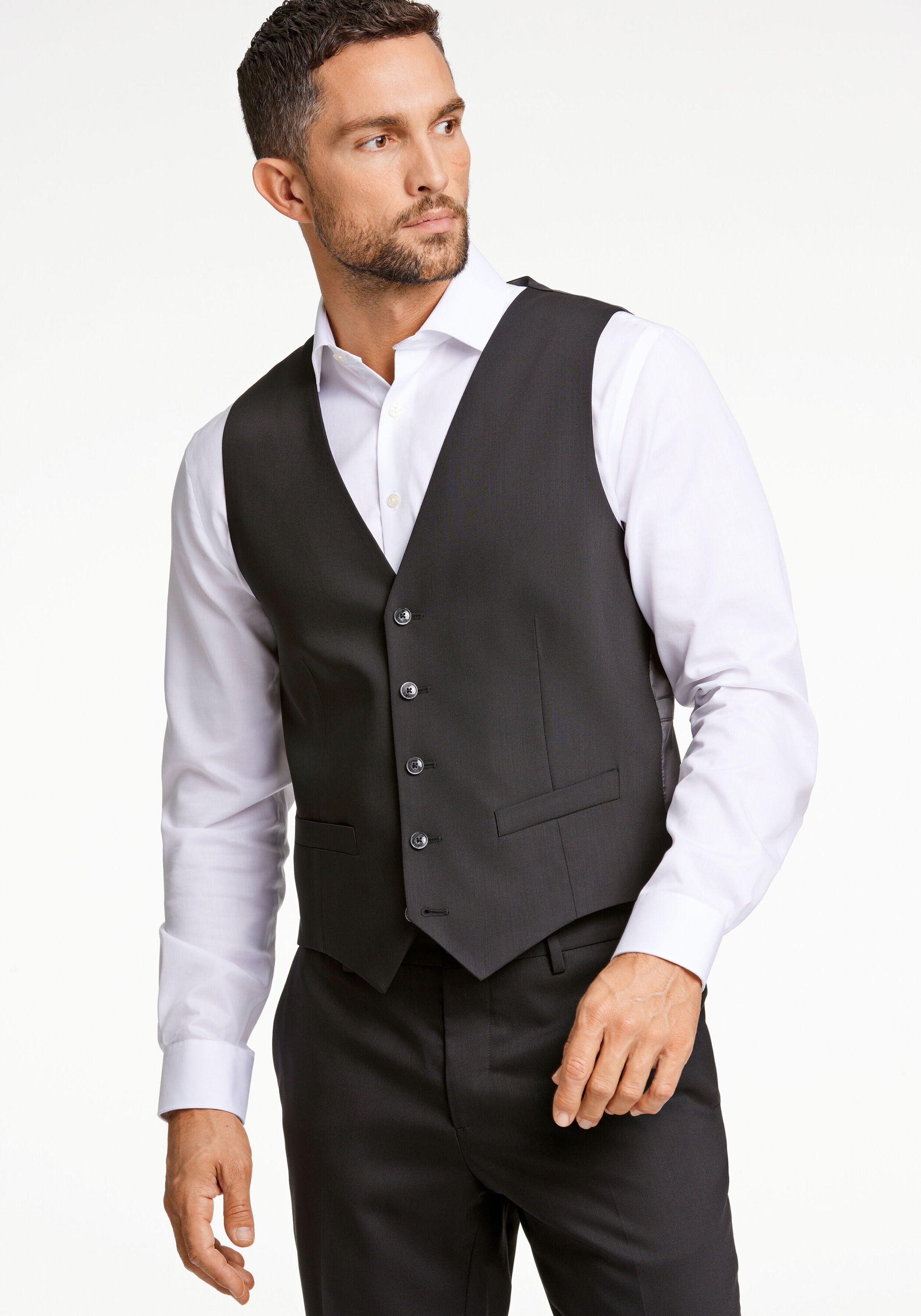 LINDBERGH Herren Anzugweste "Anzugweste Modern Fit", schwarz, Gr. 60, Obermaterial: 54% Polyester, 44% Wolle, 2% Elasthan. Futter: 95% Polyester, 5%