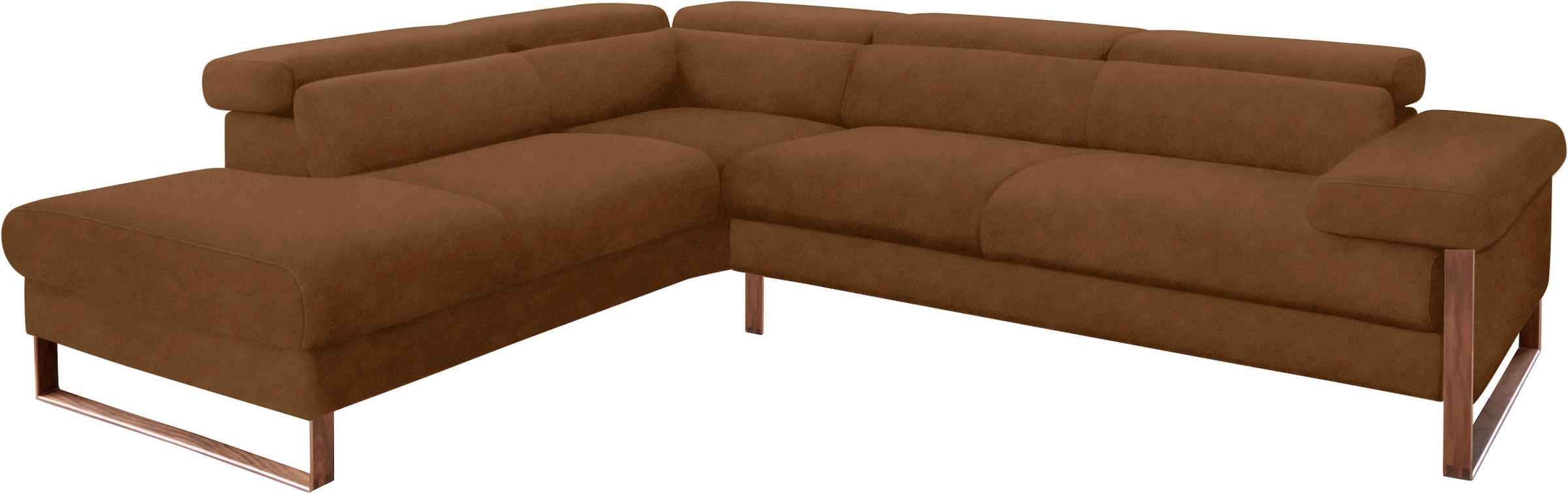 Ecksofa W.SCHILLIG, B:281cm H:71cm T:230cm, braun, Flachgewebe S22 (100% Polyester);Stoff S37 (100% Polyester);Longlife Xtra-Leder Z59: Glattleder