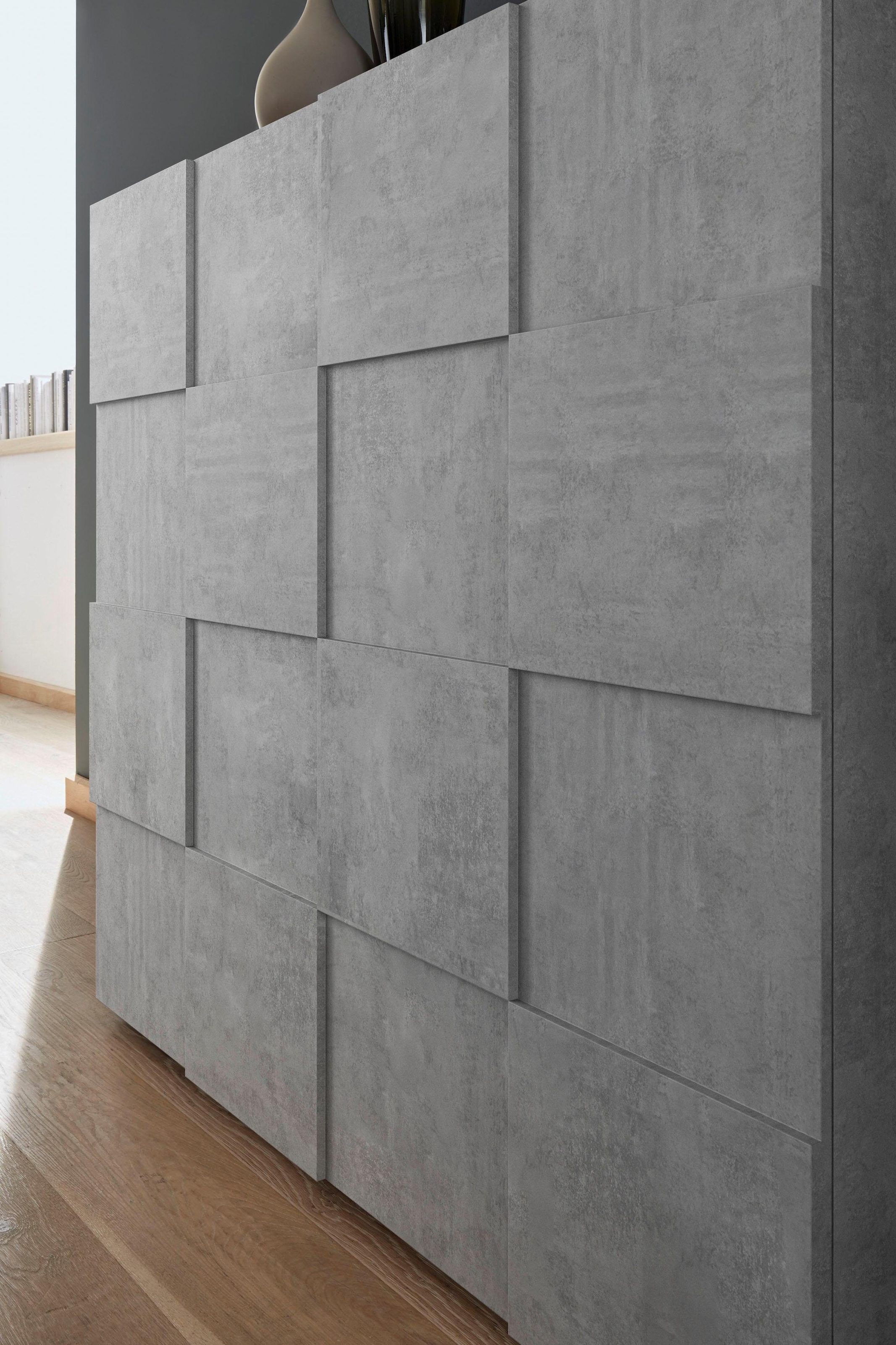 INOSIGN Highboard »Dama Höhe 111 cm, Breite 121 cm, Kommode 2 Türen, Hochkommode«, Front in 3D-Optik, viel Stauraum, verschiedene Farben