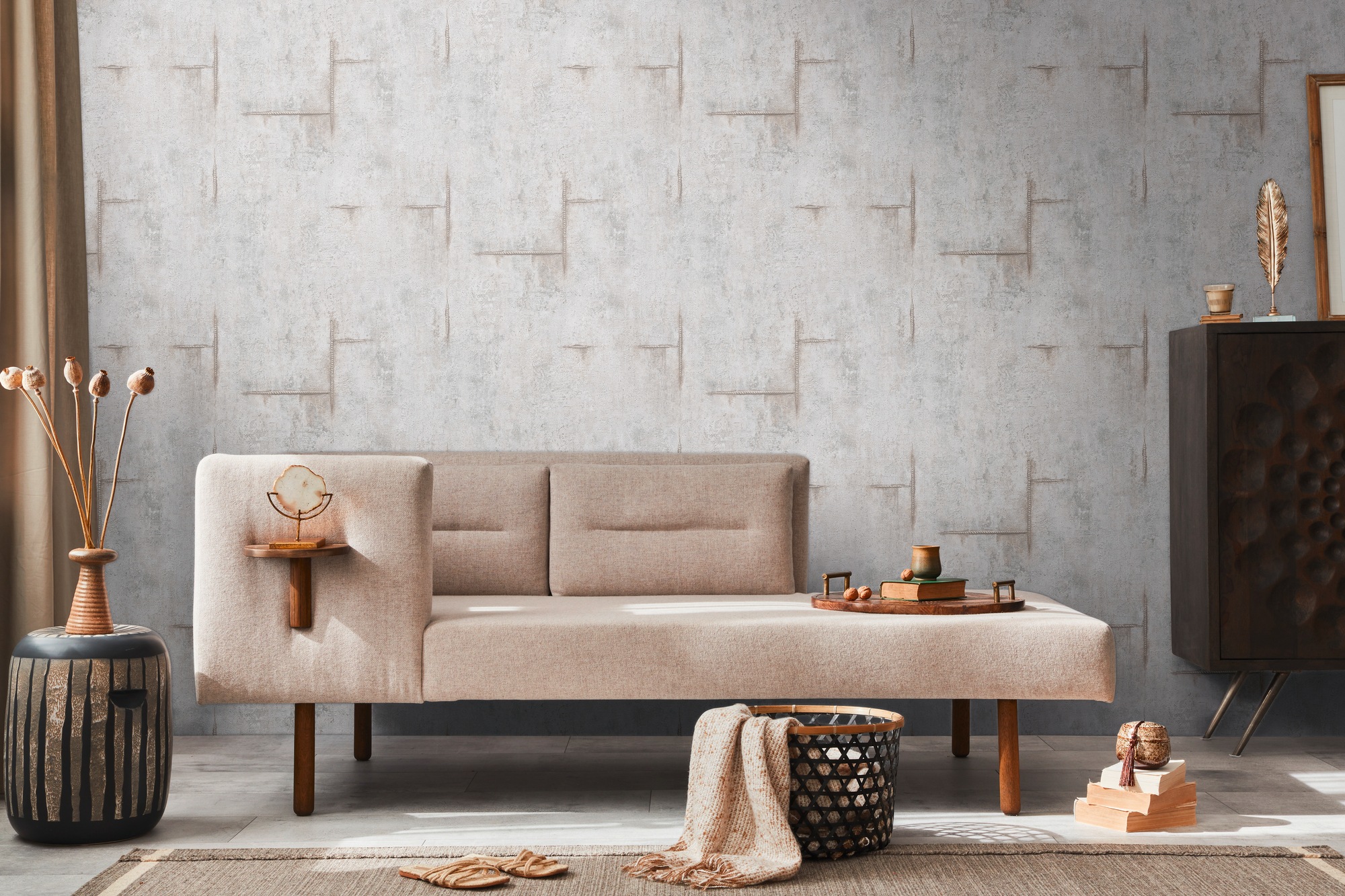 CosmoLiving by Cosmopolitan Vliestapete »Graphite Groove-Edge Betonoptiktapete« matt strukturiert Betonoptik mit modernem Industrial-Charme