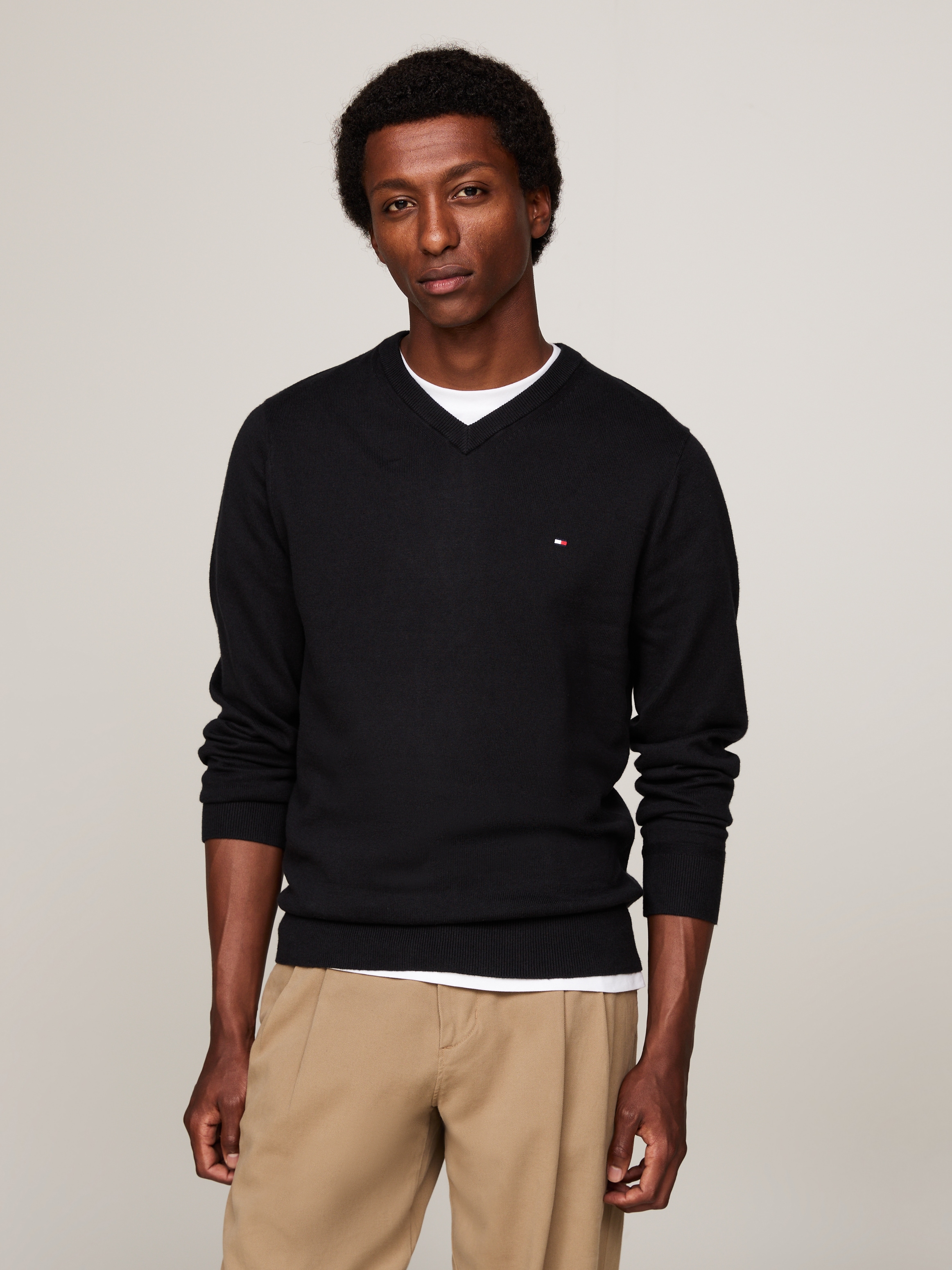 TOMMY HILFIGER V-Ausschnitt-Pullover »PIMA ORG CTN CA...