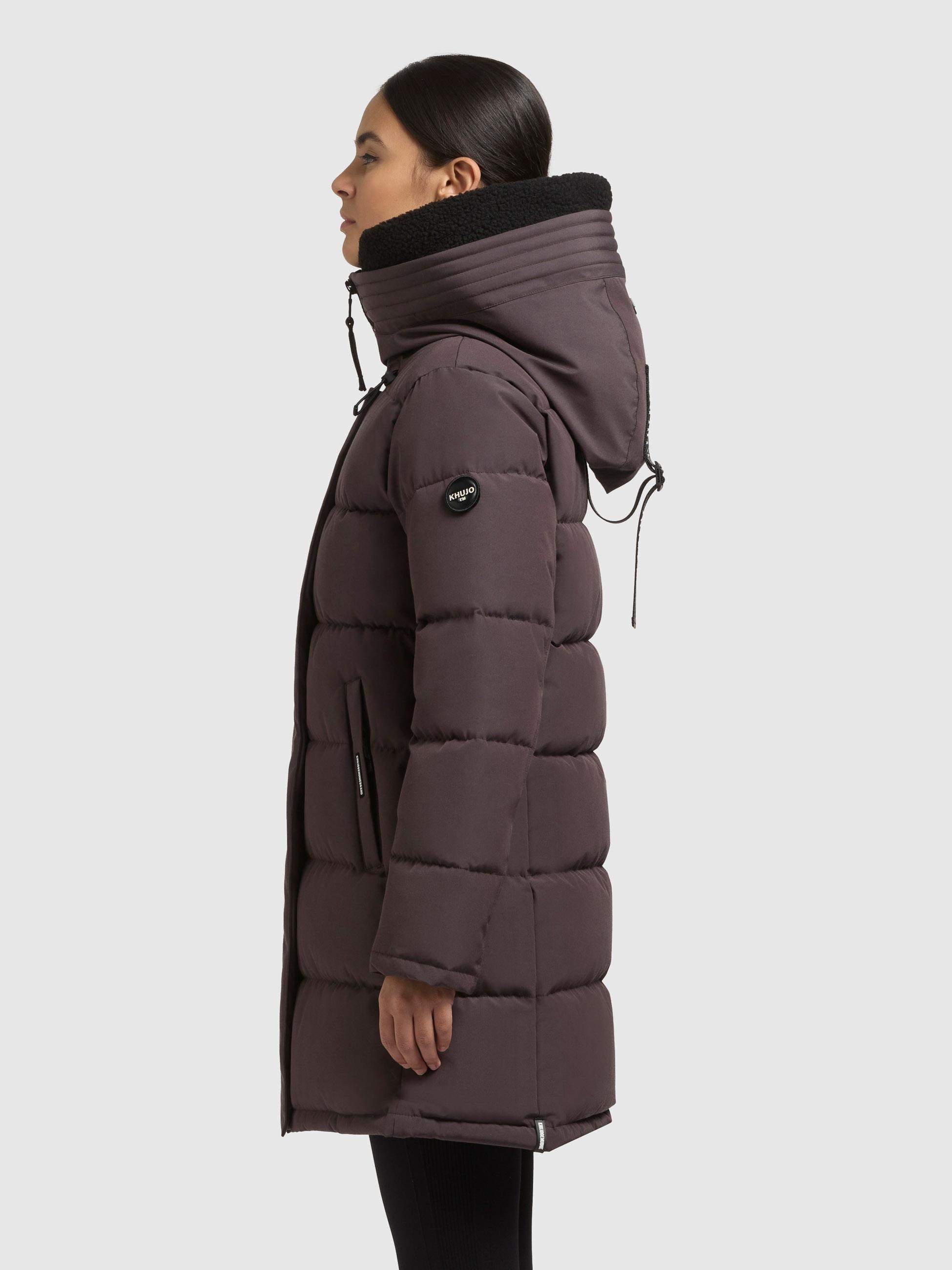 khujo Steppmantel »Kelsi« Langer Damen Mantel mit abnehmbarem Kunstfell-Besatz