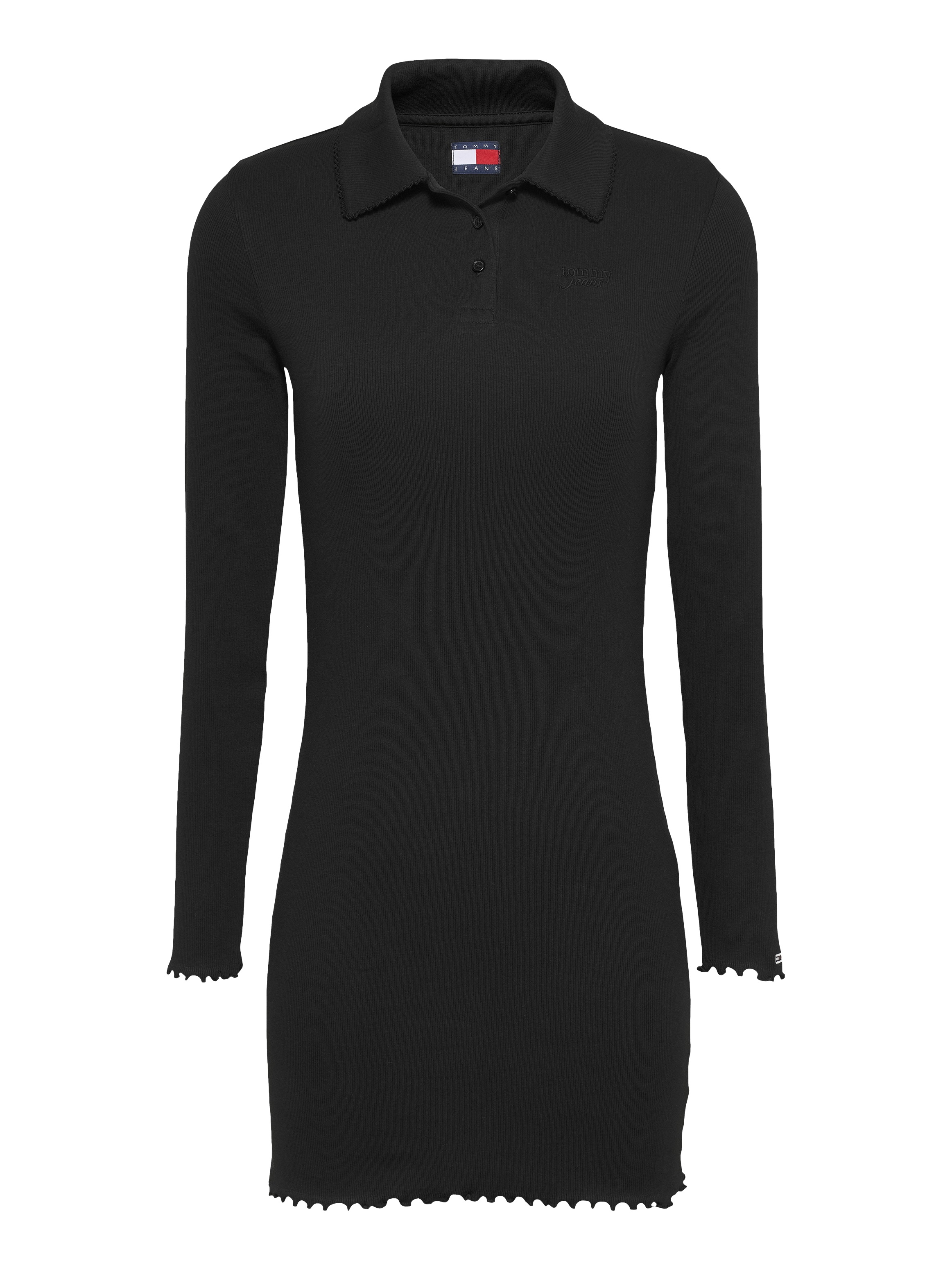 Tommy Jeans Polokleid »TJW LS SCALLOP RIB POLO DRESS«, in Mini-Länge