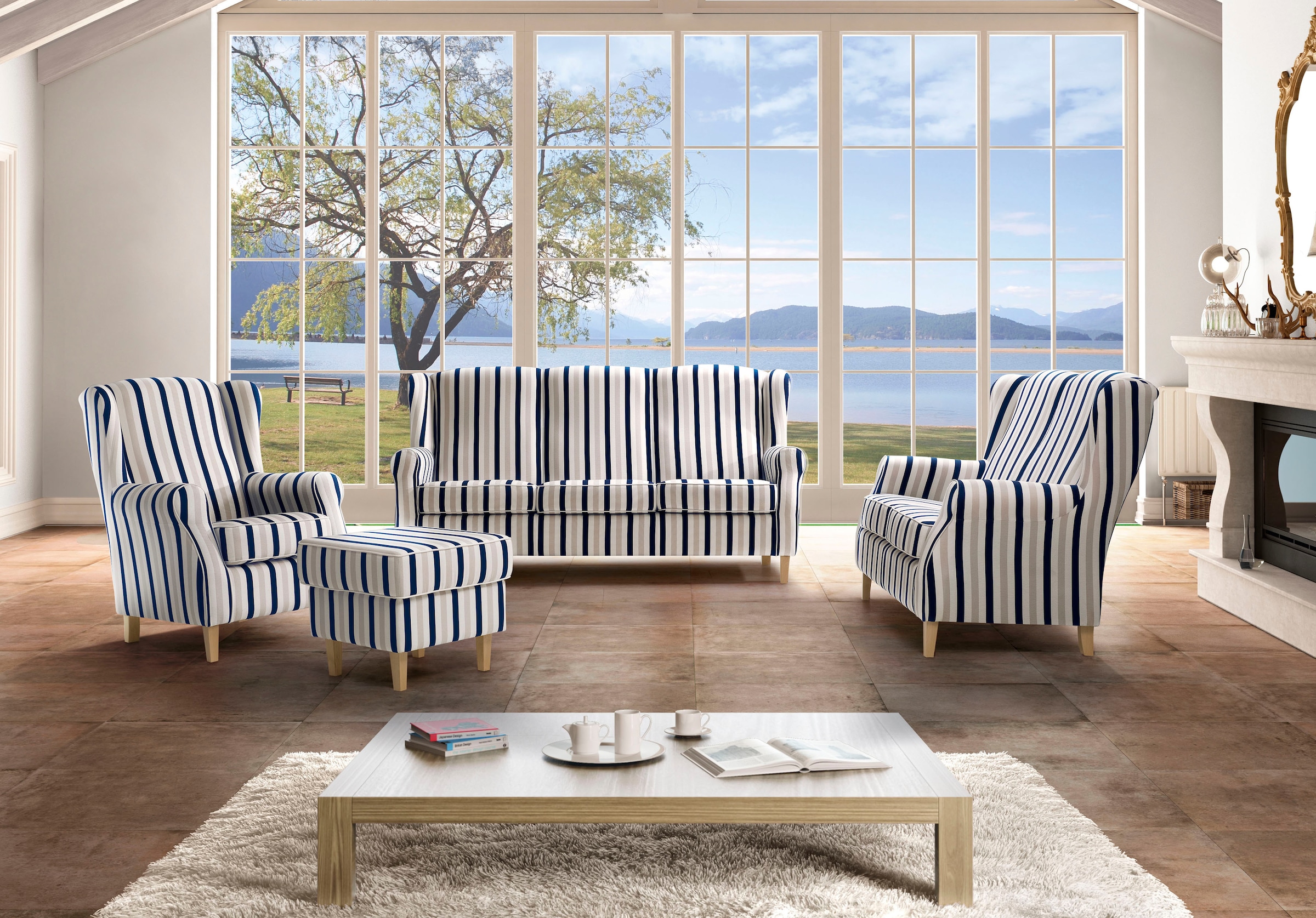 Max Winzer® 3-Sitzer »Luke Küchensofa, hohe Rückenlehne, komfortabler Federkern«, im Retrolook, Breite 196 cm