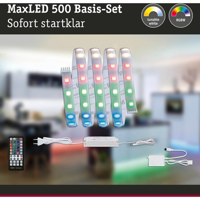 Paulmann LED-Streifen »MaxLED 500 Basisset 1,5m RGBW+ IP44 18W 440lm/m  beschichtet«, 1 St.-flammig bestellen | BAUR