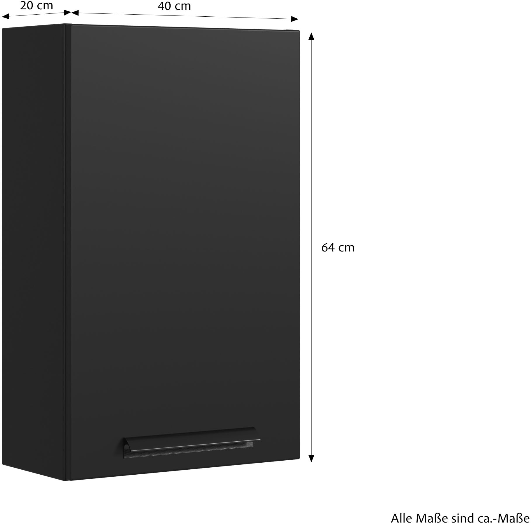 welltime Hängeschrank »SALVADA, Hängeschrank 40 cm, gedämpfte Scharniere«, Schwarz, Front und Korpus aus hochwertigen MDF, Anti-Finger-Print