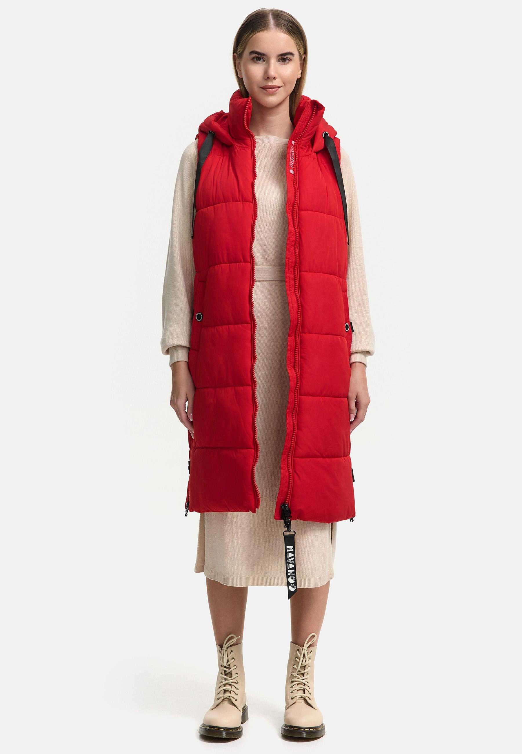 Navahoo Steppweste »Schnuffelchen«, (1 tlg.), warme Damen Outdoor-Weste lang mit Kapuze