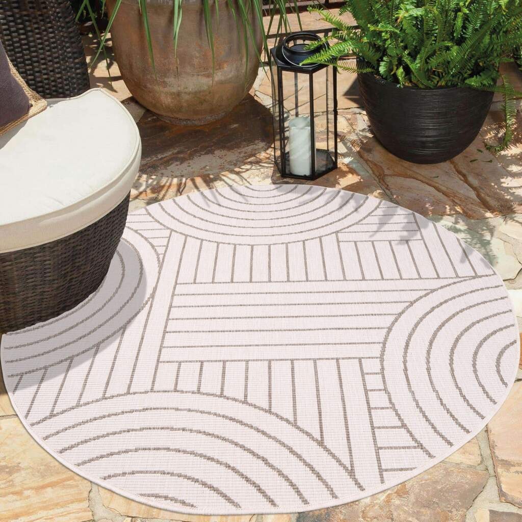 Carpet City Outdoorteppich "DUO RUG 5842" rund 5 mm Höhe Wendeteppich Wette günstig online kaufen
