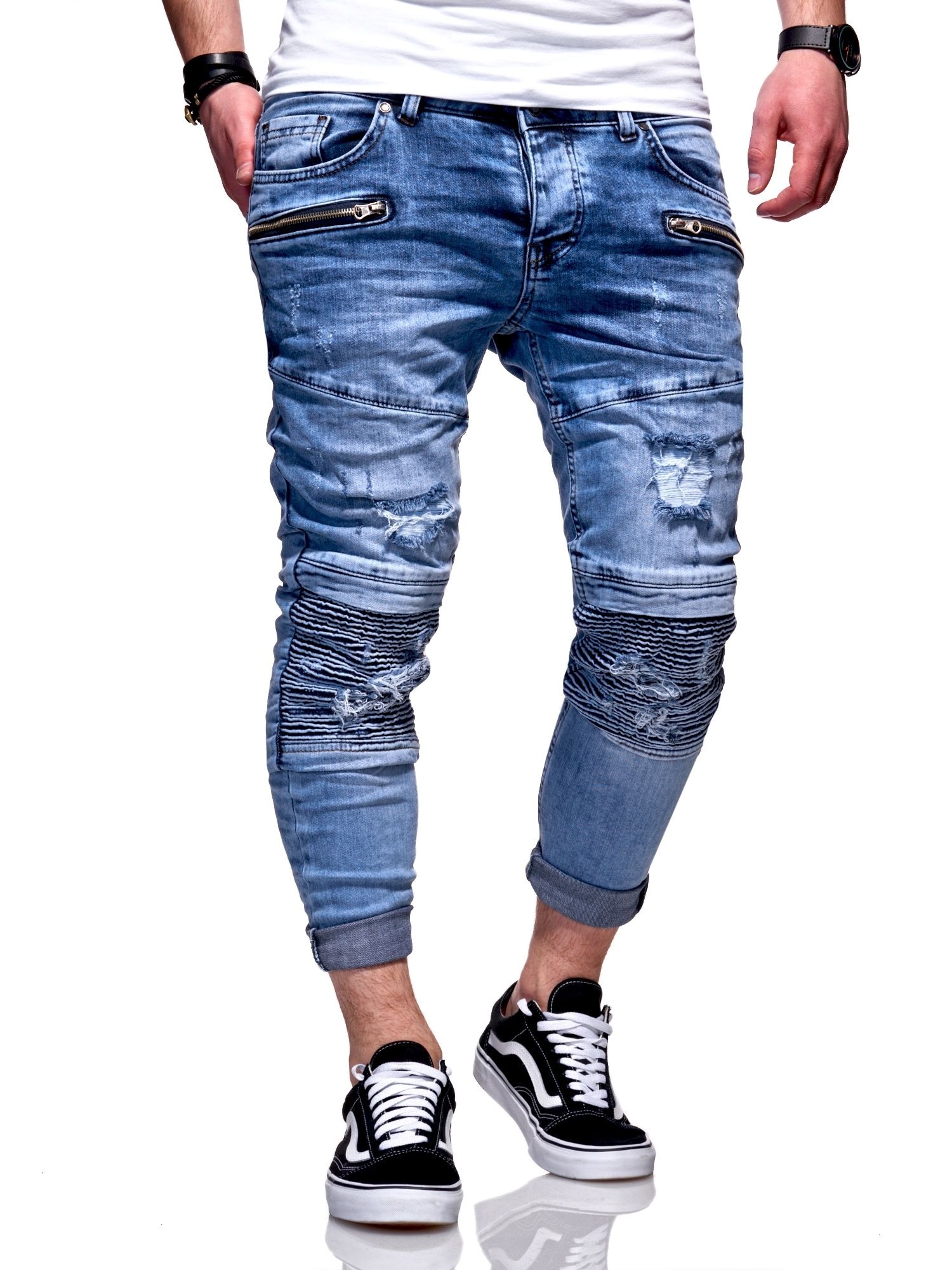 behype Slim-fit-Jeans "PHARREL", mit coolen Reißverschluss-Elementen günstig online kaufen