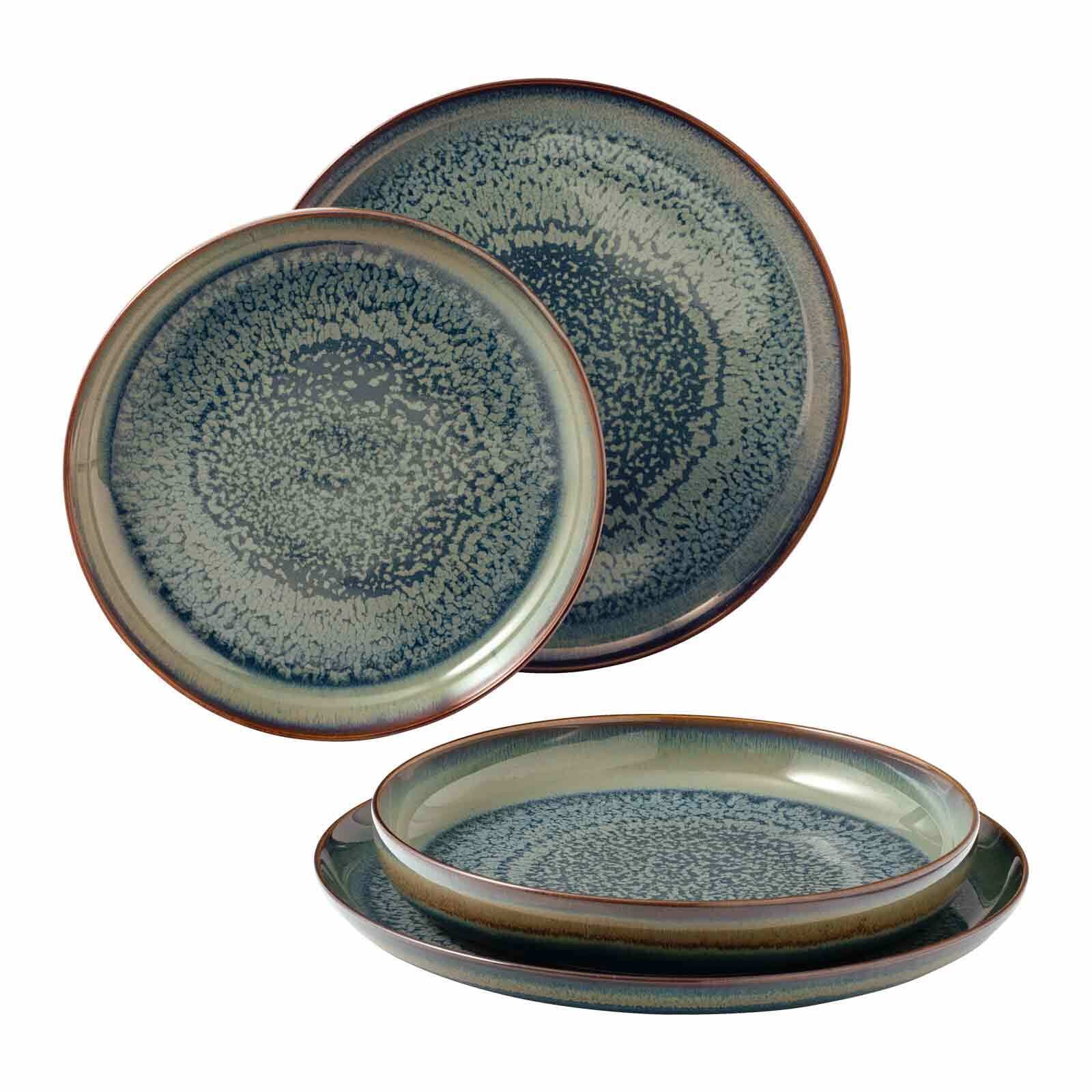 like. by Villeroy & Boch Geschirr-Set »Tafel-Set Crafted Breeze 4er Set blau-grau« Spülmaschinenfest, Mikrowellensicher