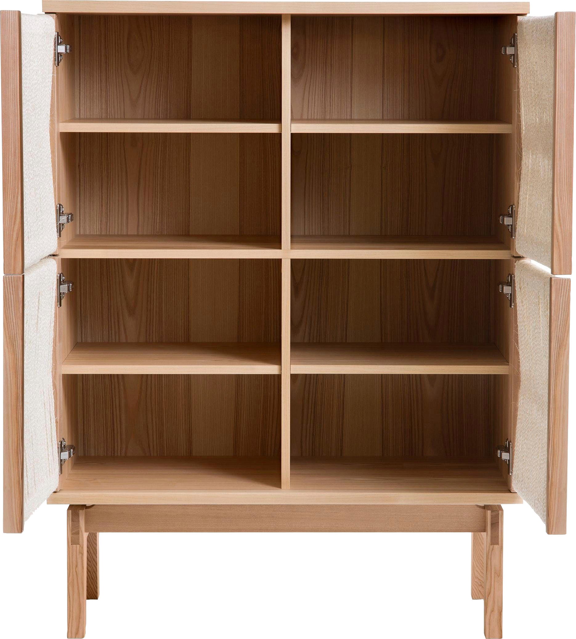 Woodman Highboard »Lidia«, mit Türenfronten aus geflochtenem nartürlichem Hanfseil, Breite 90 cm