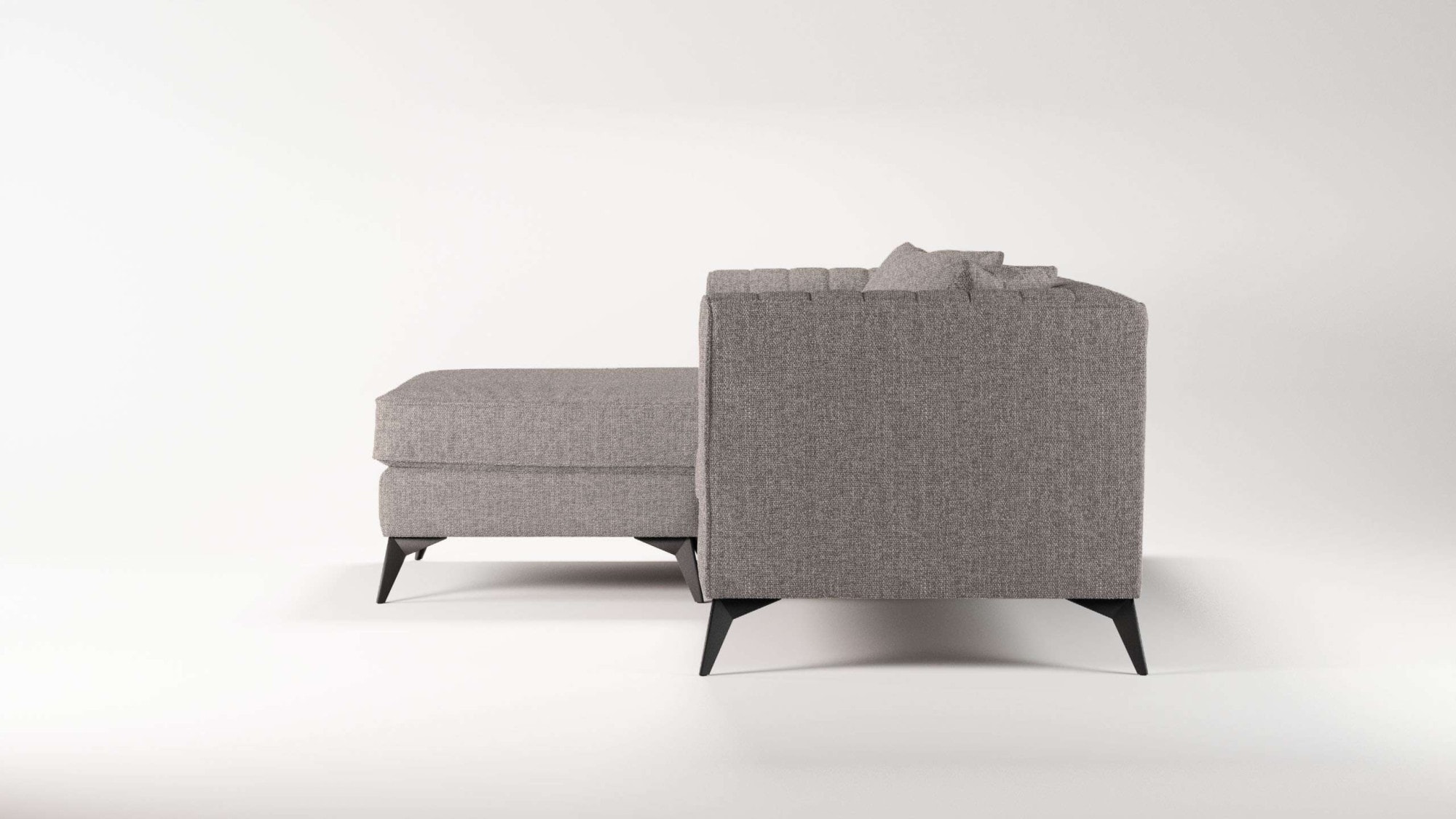 Places of Style Ecksofa »MATTHEW L-Form ideal für kleine Räume, Maße B/T/H: 201/162/74 cm«, elegantes Designsofa, feine Steppung im Rücken, incl. Zierkissen