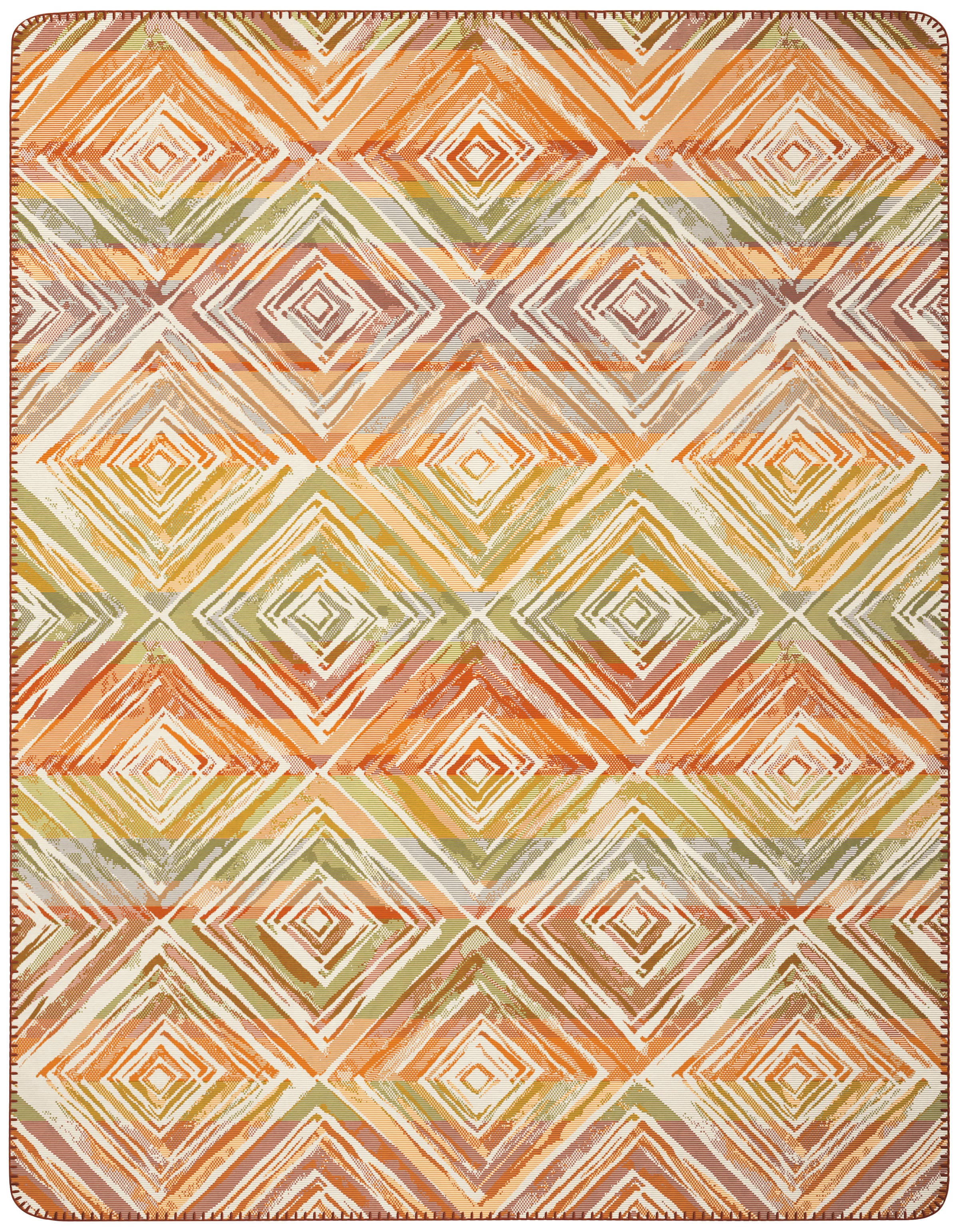 Wohndecke BIEDERLACK, B:150cm L:200cm, bunt, Baumwolle, Polyacryl, Polyester, Wohndecken, "Wohndecke Sunset Diamonds", extravagantes Rautendessin mit