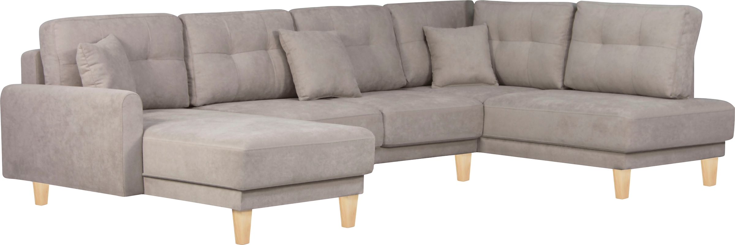 Home affaire Wohnlandschaft »TRIPLO U-Form wahlweise mit Schlaffunktion, B/T/H: 310/192/90 cm«, Schlafsofa, auch mit Bettkasten, Steppung im Rückenkissen