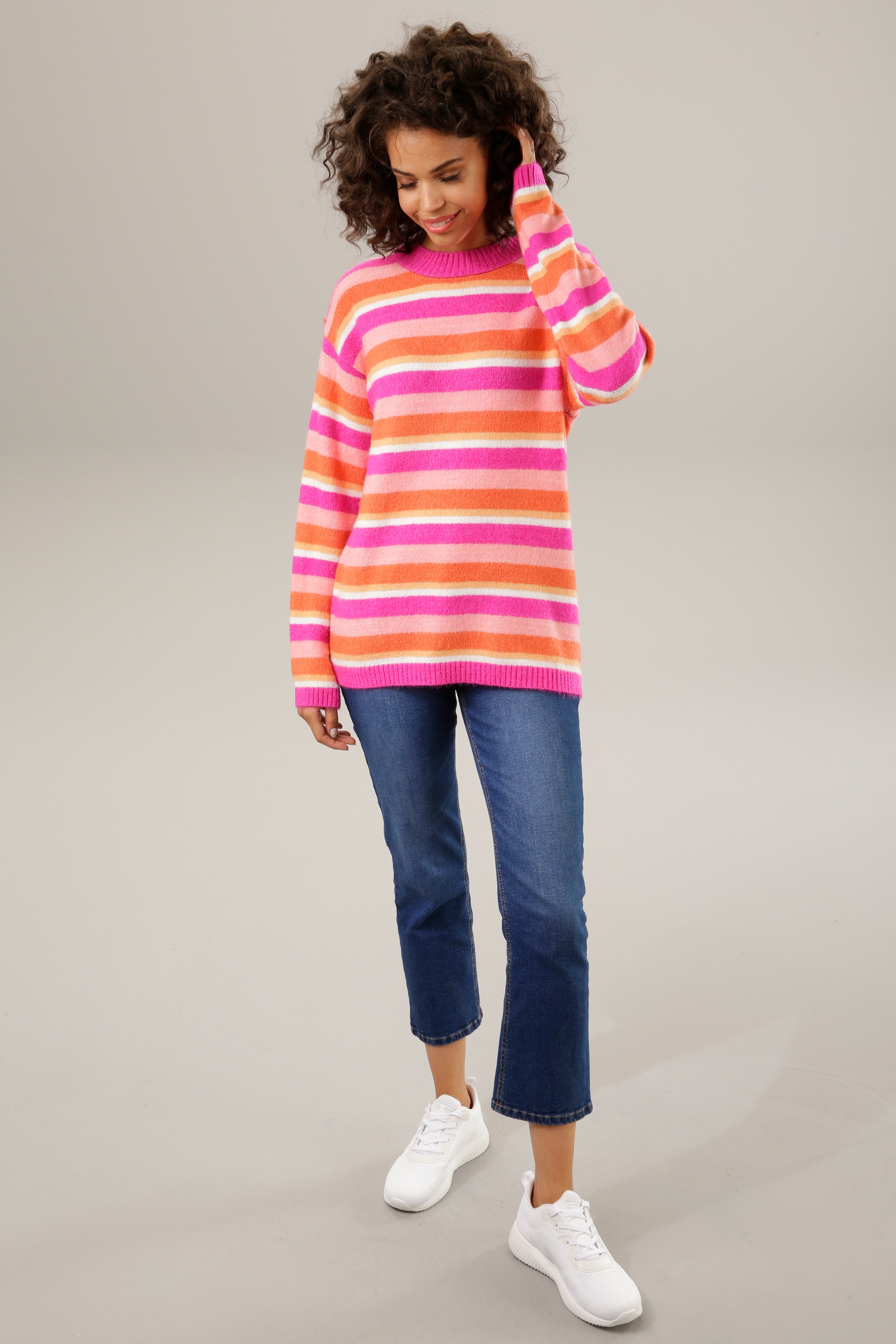 Aniston CASUAL Strickpullover, im farbenfrohem Streifen-Dessin