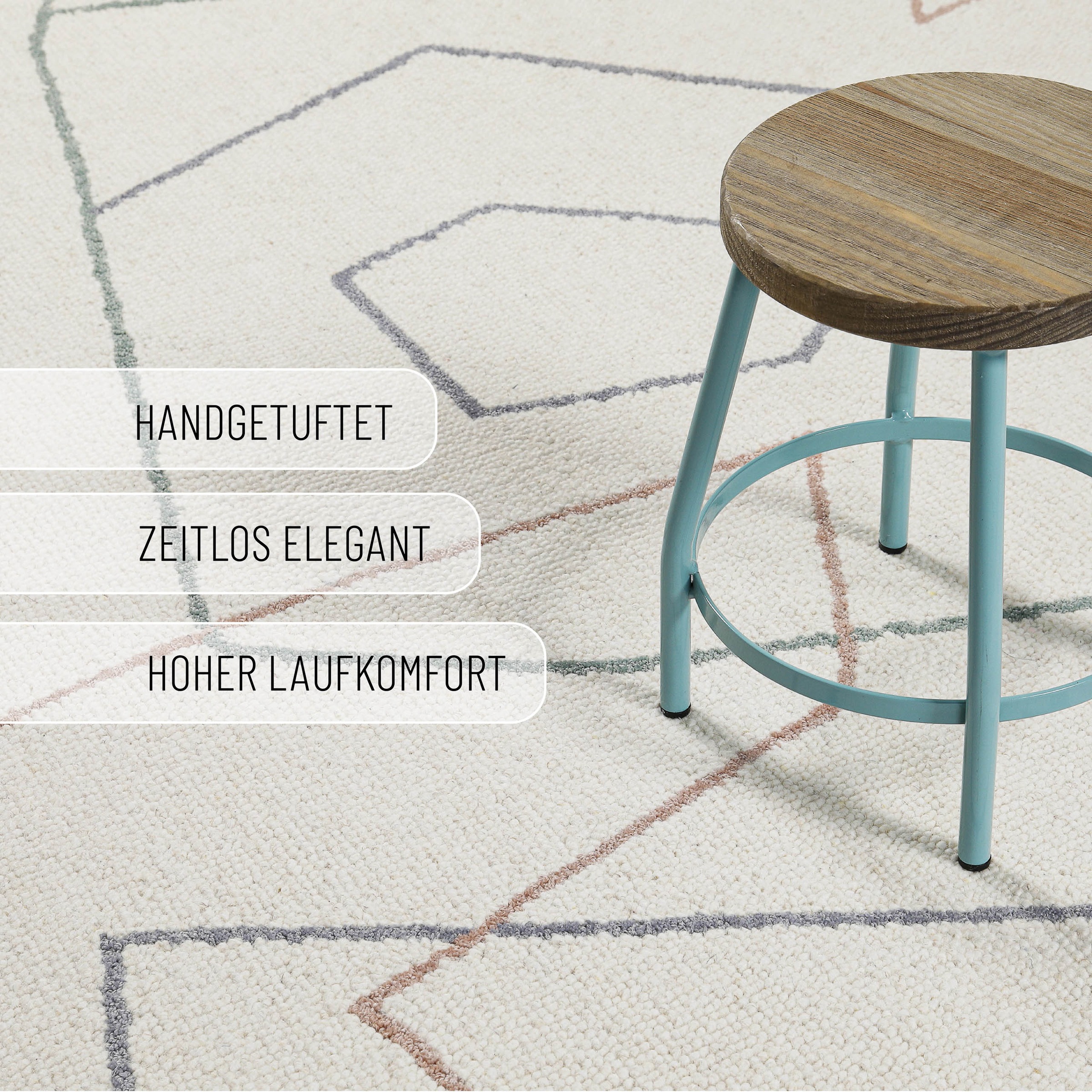 Wecon home Teppich »Nox«, rechteckig, 6 mm Höhe, Wollteppich, abstrakt, hochwertig, handgetuftet, robust, modern
