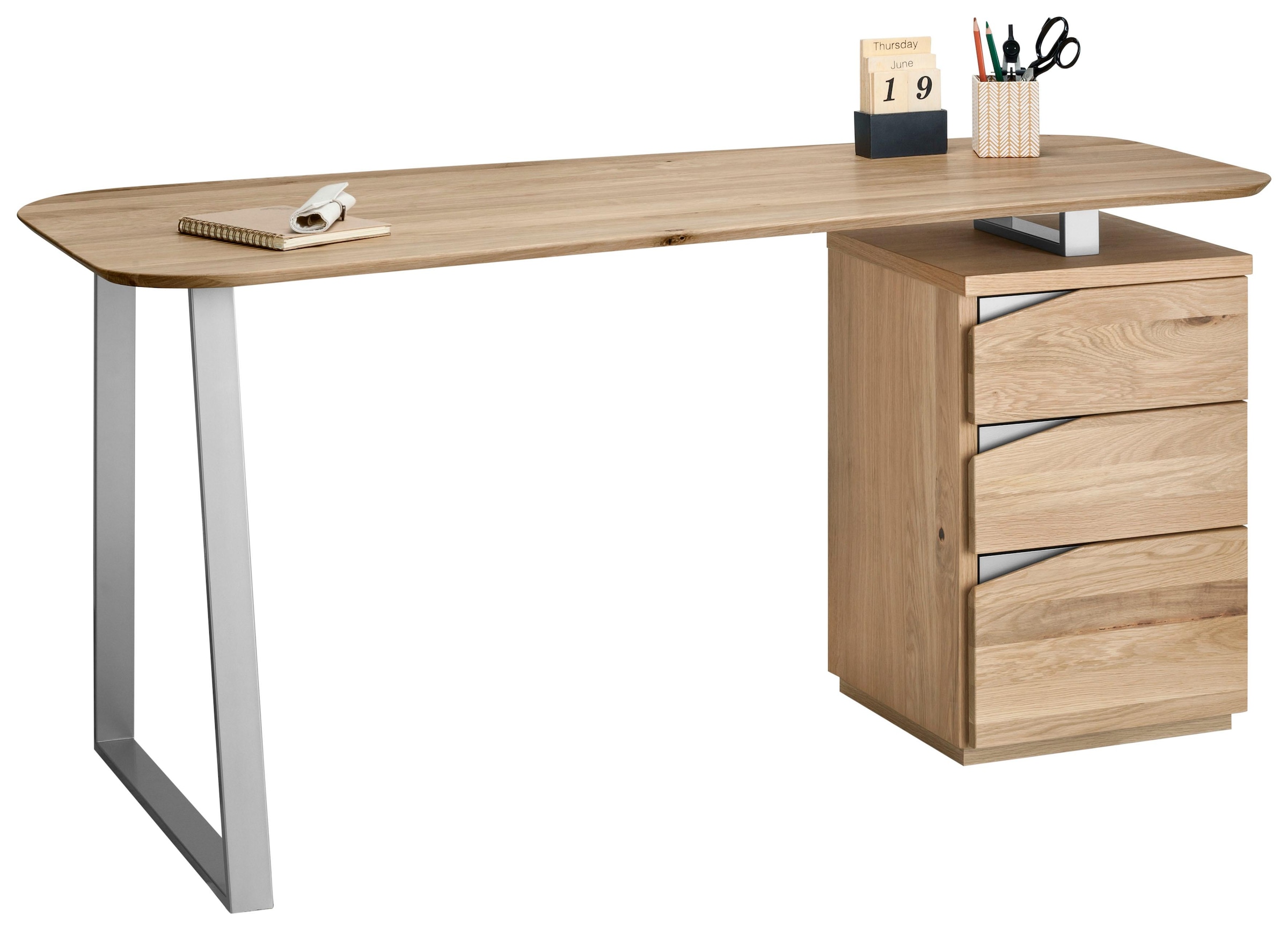VOGL Möbelfabrik Schreibtisch »Erik«, mit Schweizer Kante, teilmassiv, Breite 150 cm, Made in Germany
