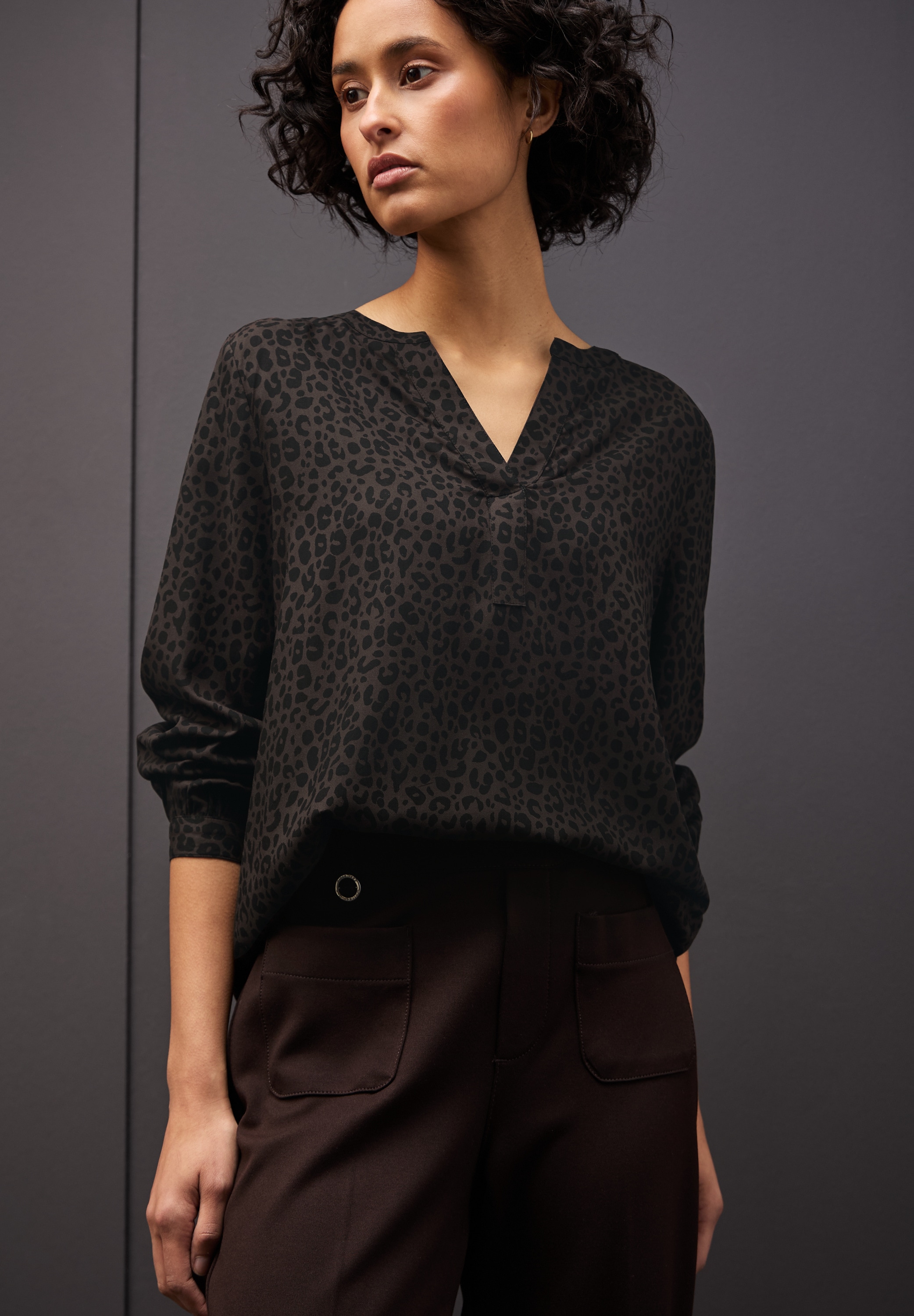 STREET ONE Langarmbluse mit Leo-Print, im Tunika-Stil