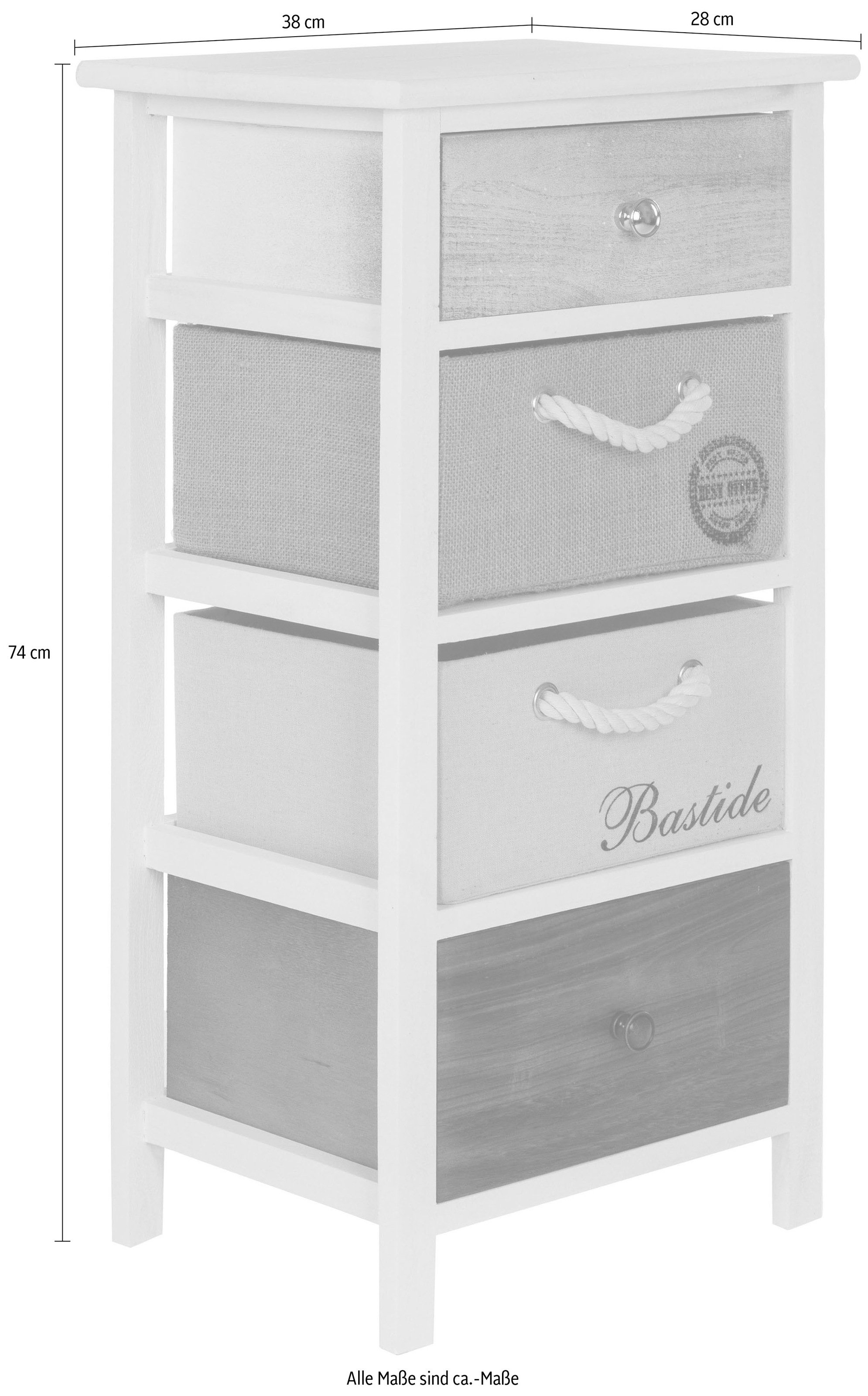 my Flair Kommode »Eliza«, Kommode, Hochkommode mit vier Schubkästen im schönem Braunton