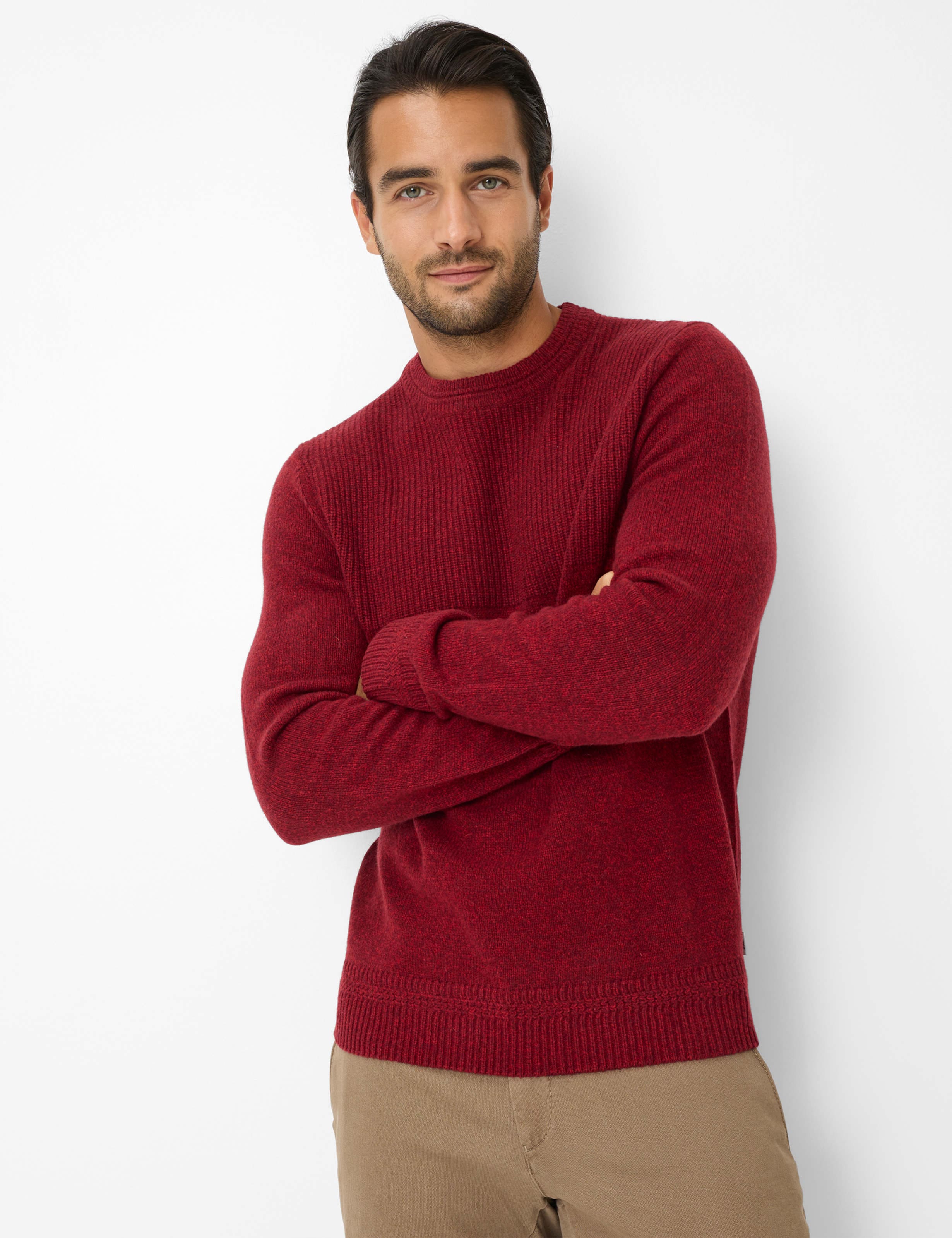 BRAX Herren Rundhalspullover "Style RICK"lila, Gr. XXL, Strick, 80% Wolle, 20% Polyamid, Pullover