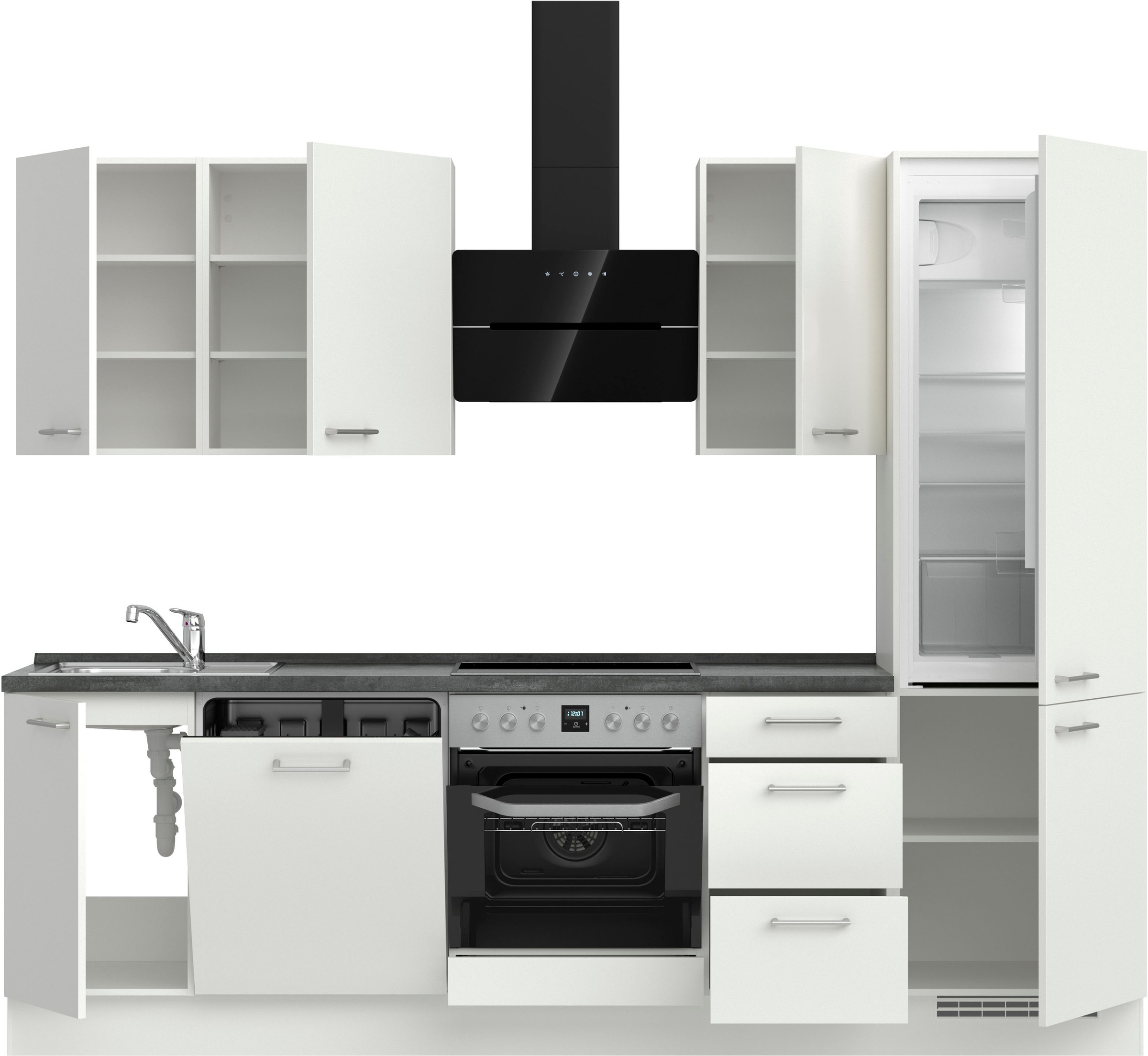 nobilia® Küchenzeile »"Laser II"«, vormontiert, Ausrichtung wählbar, Breite 270 cm, wahlw. mit E-Geräten
