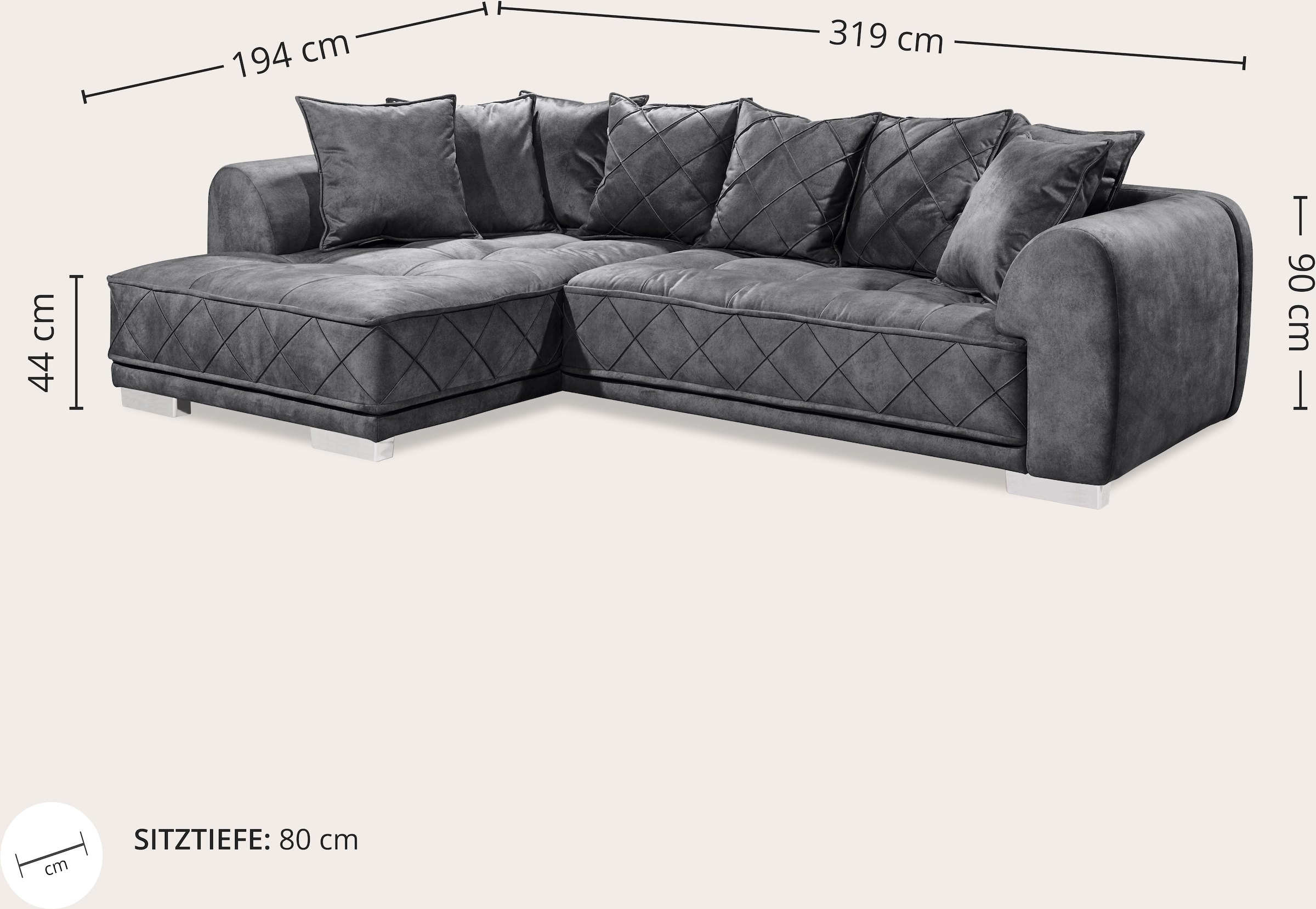 ED EXCITING DESIGN Ecksofa »Sentina L-Form« mit Rückenkissen