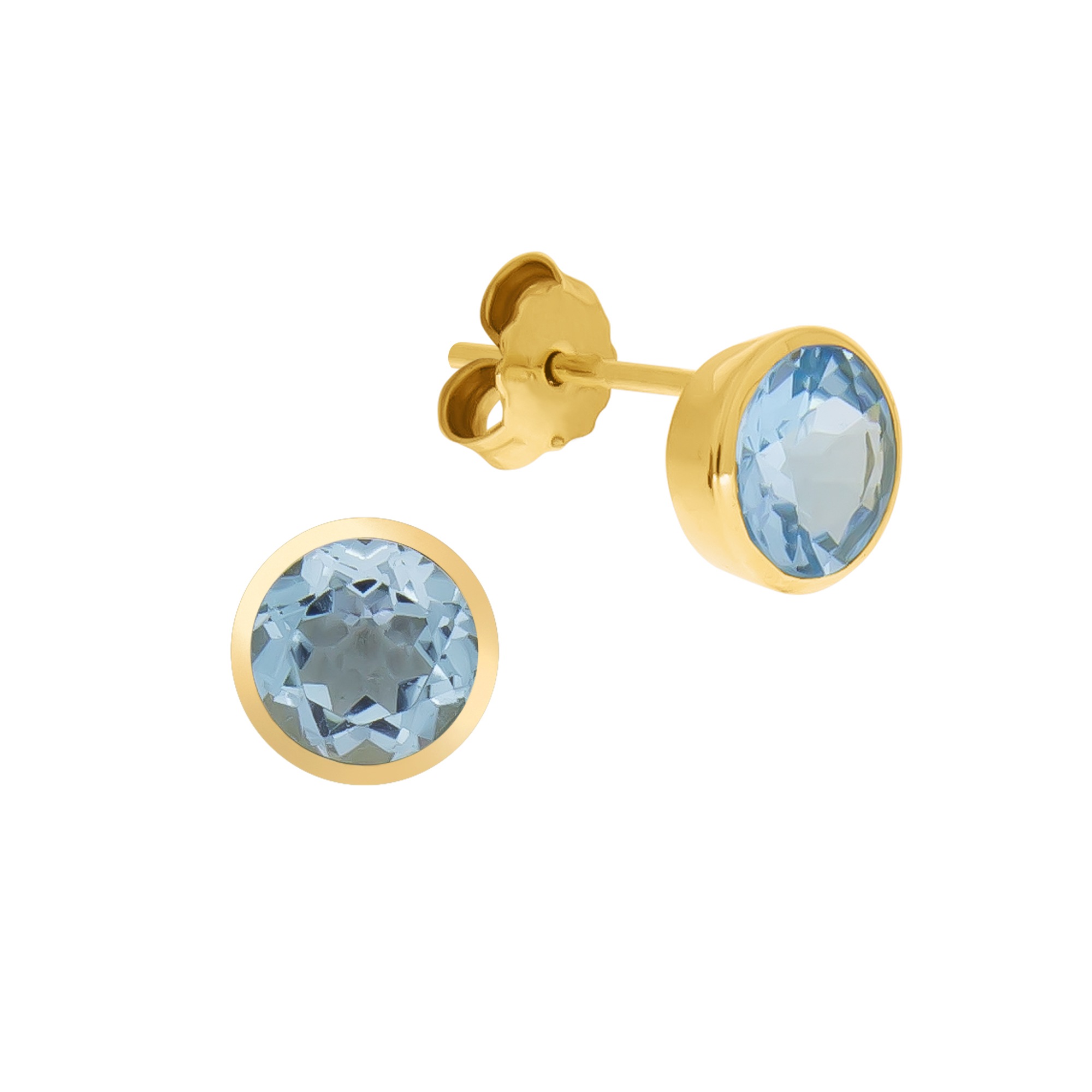 Fascination by Ellen K. Earrings Yellow Gold Blue Topaz 7mm
