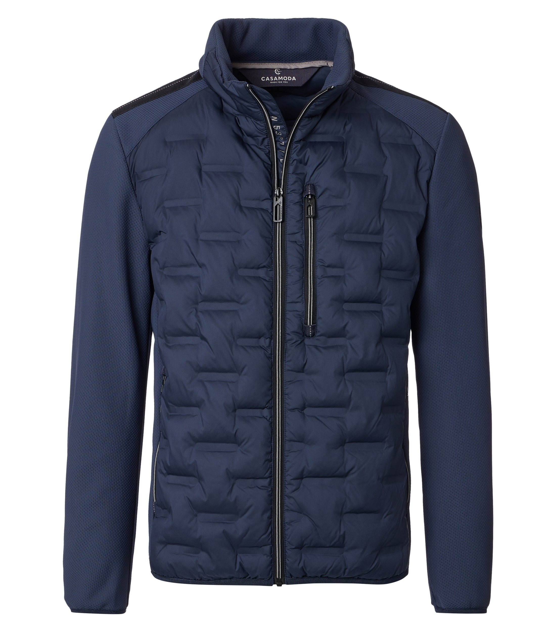 Langjacke CASAMODA "CASAMODA Materialmixjacke uni", Herren, Gr. 5XL, dunkelblau, 100% Polyester, Jacken Langjacke