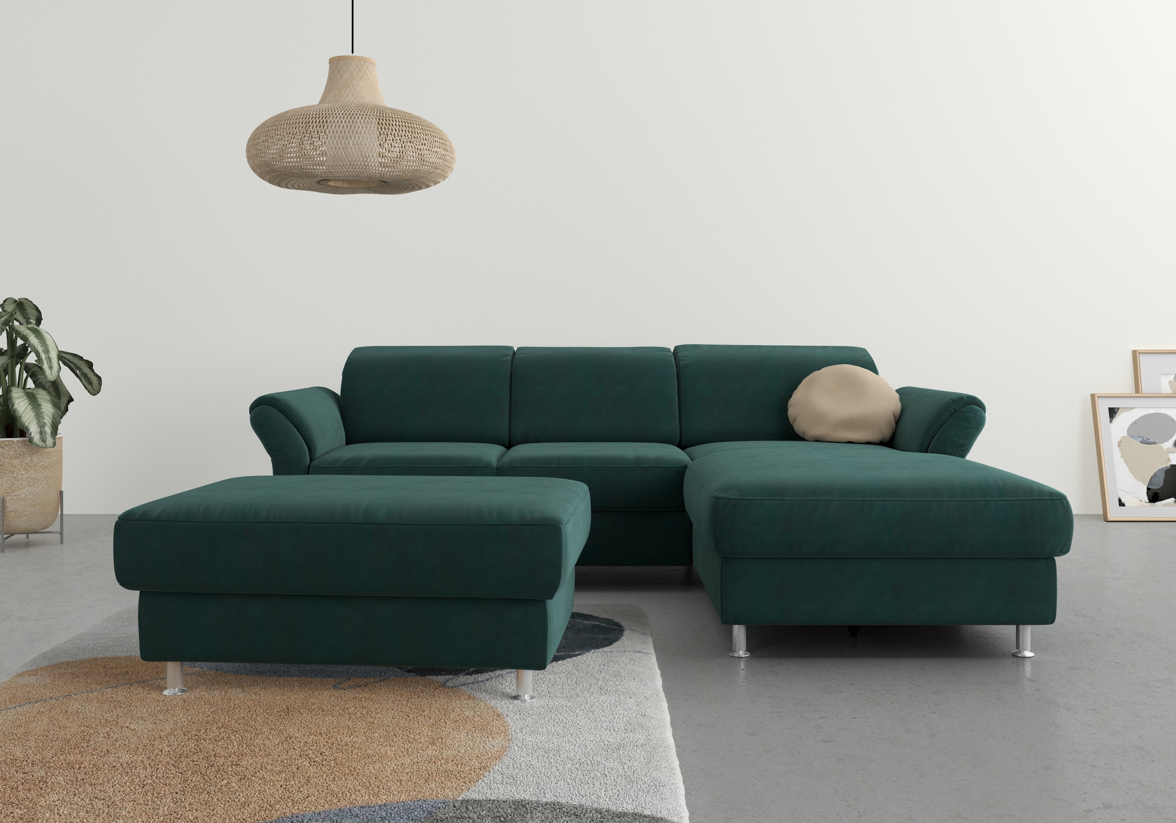 sit&more Ecksofa "Apulia L-Form" wahlweise Schlaffunktion, Bettkasten und Kopf- und Armteilverstellung