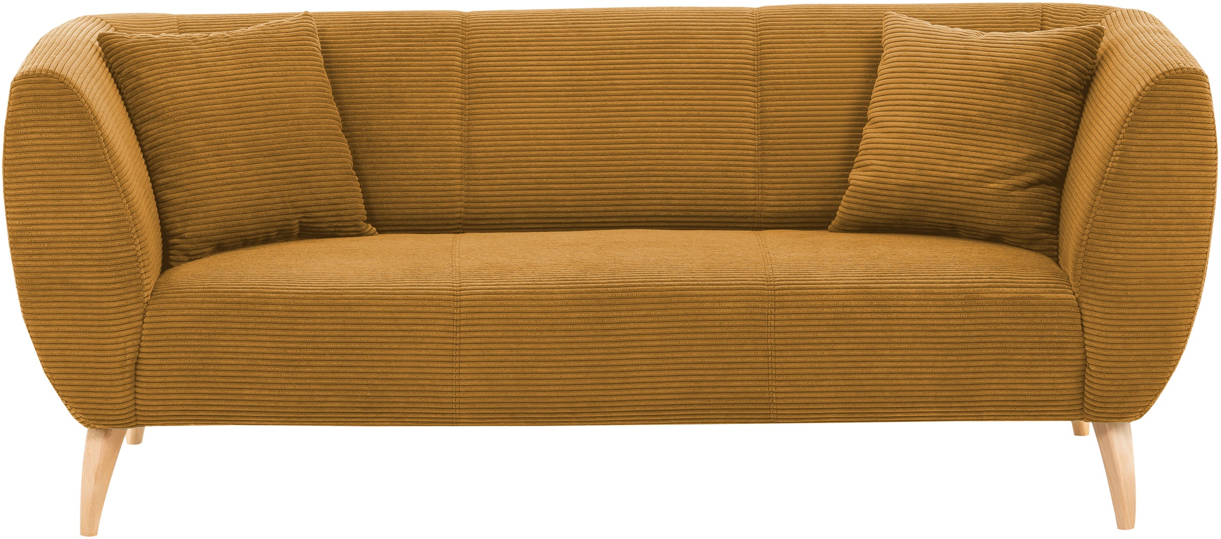 3-Sitzer HOME AFFAIRE, gold (goldfarben), B:208cm H:83cm T:88cm, 100% Polyester, Sofas, zwei verschiedene Fußfarben wählbar