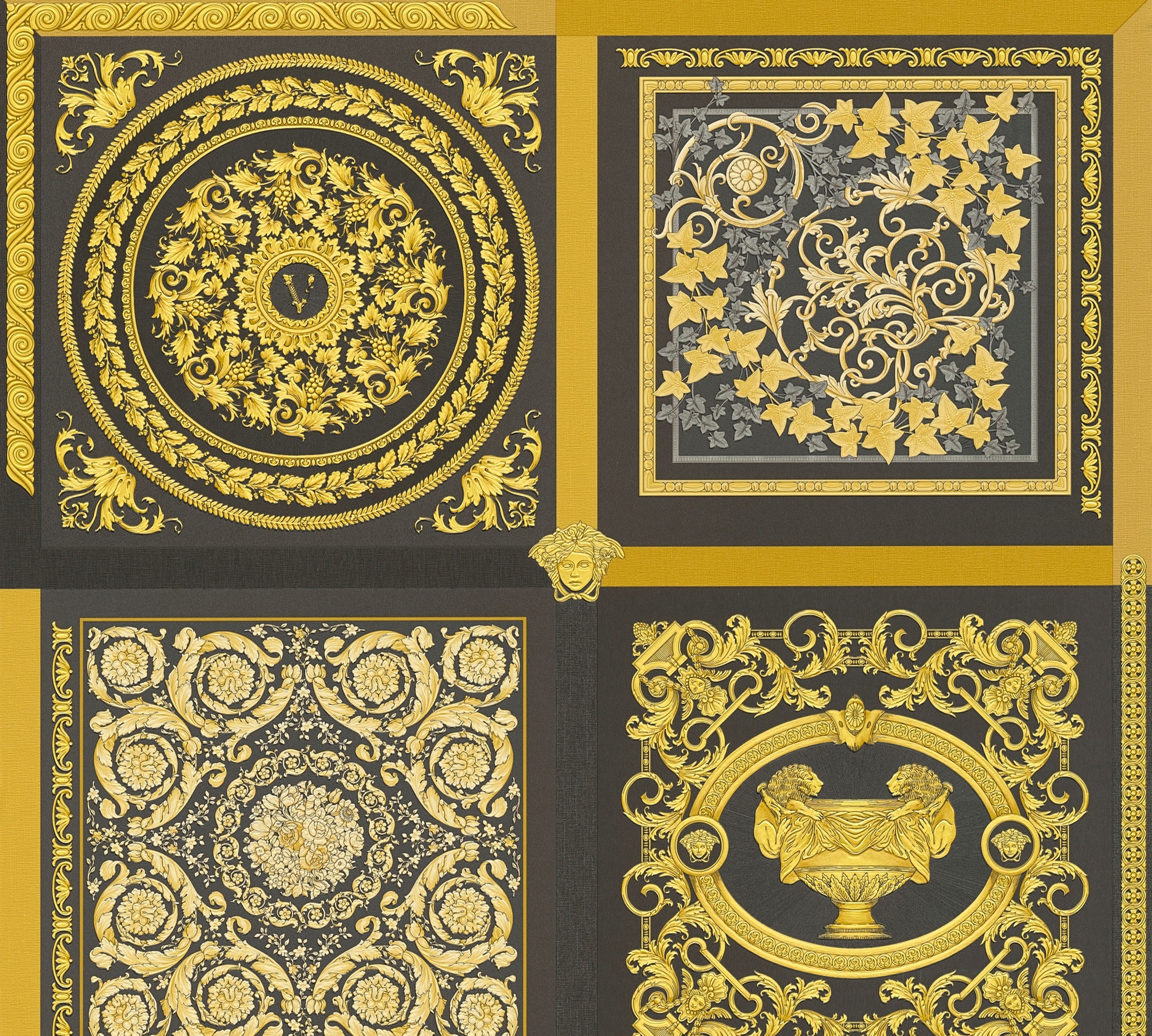 Versace Vliestapete "Wallpaper Versace 5 Design Patchwork" abstrakt gemustert leicht glänzend leicht strukturiert auffallende Fliesen-Tapete Tapeten Wohnzimmer Schlafzimmer Küche Optik
