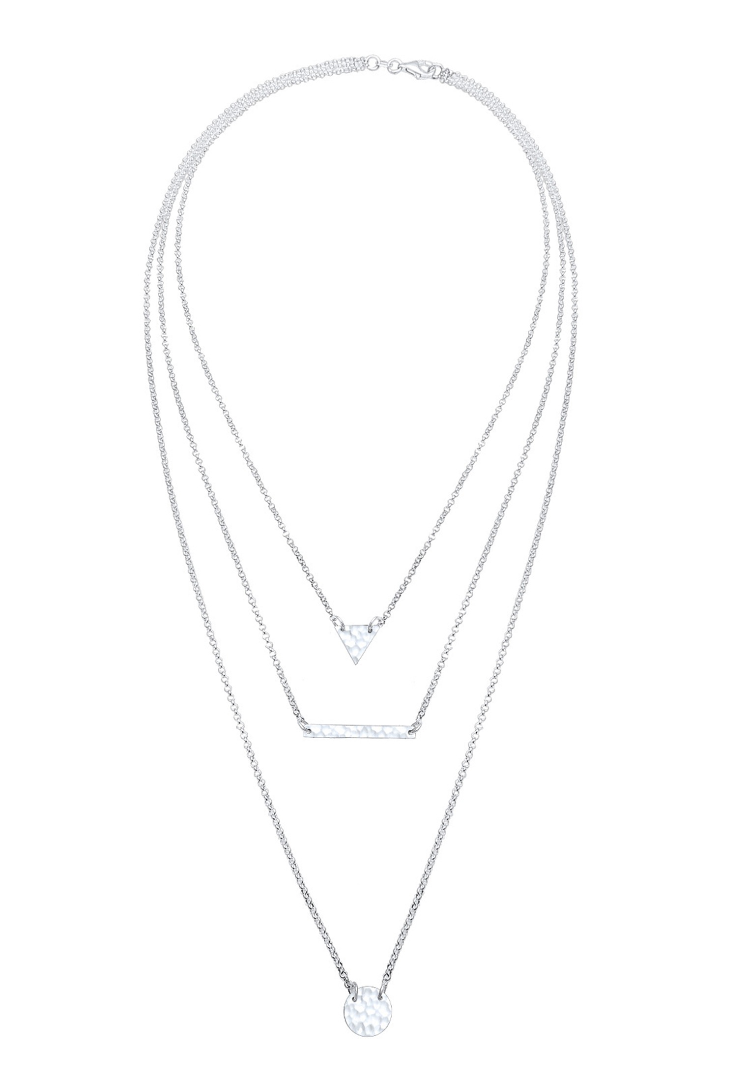 Elli Gliederkette »Layer Dreieck Kreis Gehämmert 925 Sterling Silber«