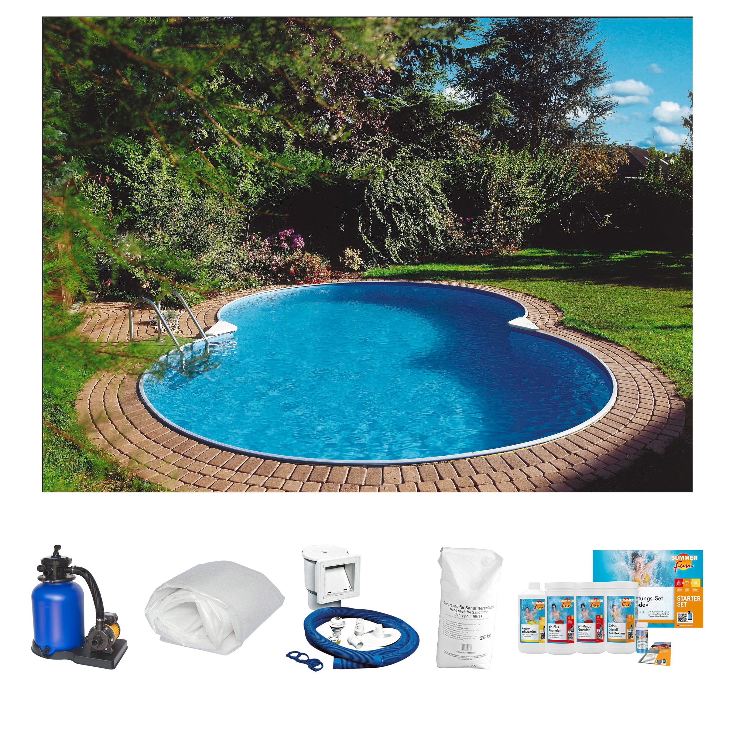 Clear Pool Achtformpool "Premium Mallorca" inkl. umfangreichem Zubehör BxLxH: 300x470x120 cm