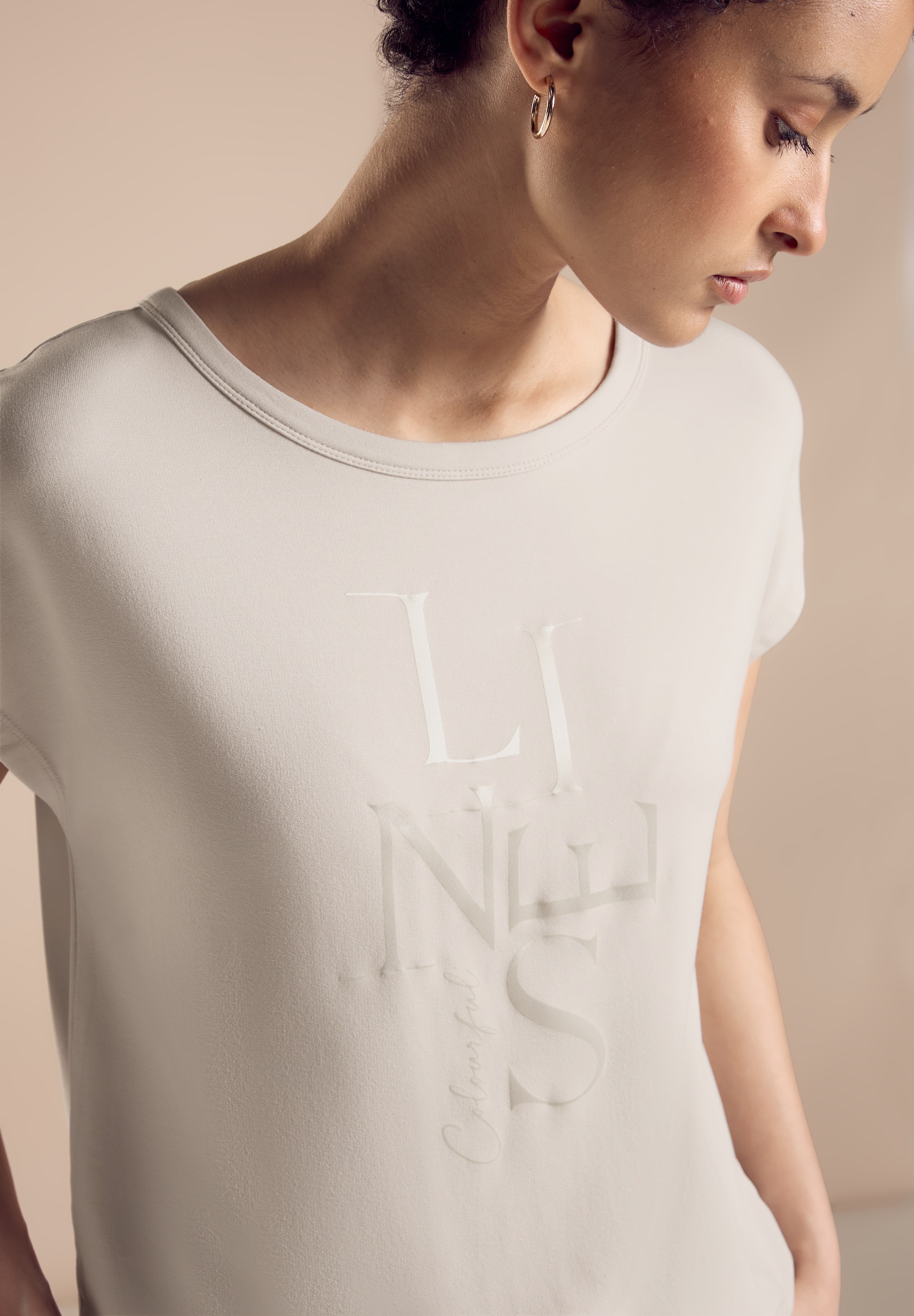 STREET ONE Shirttop, mit Glitzer Schriftzug