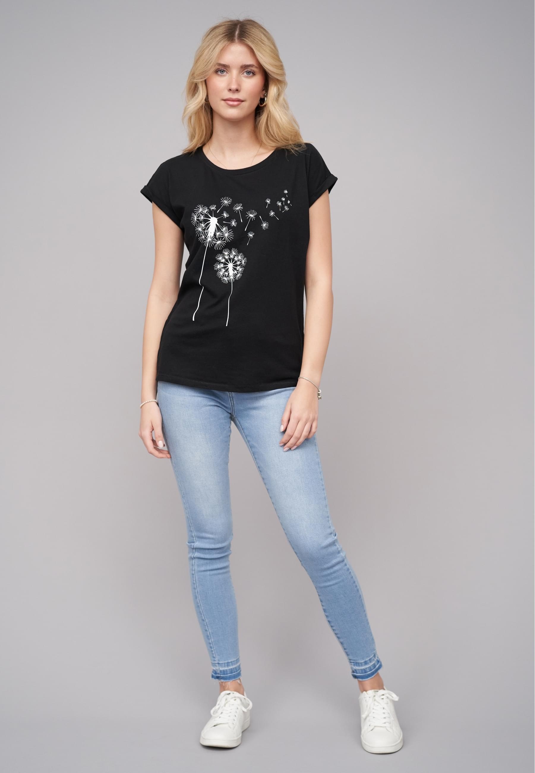 CLOUD 5IVE T-Shirt »CLOUD 5IVE Ladies 77 Pusteblume Black Tee«, (1 tlg.)