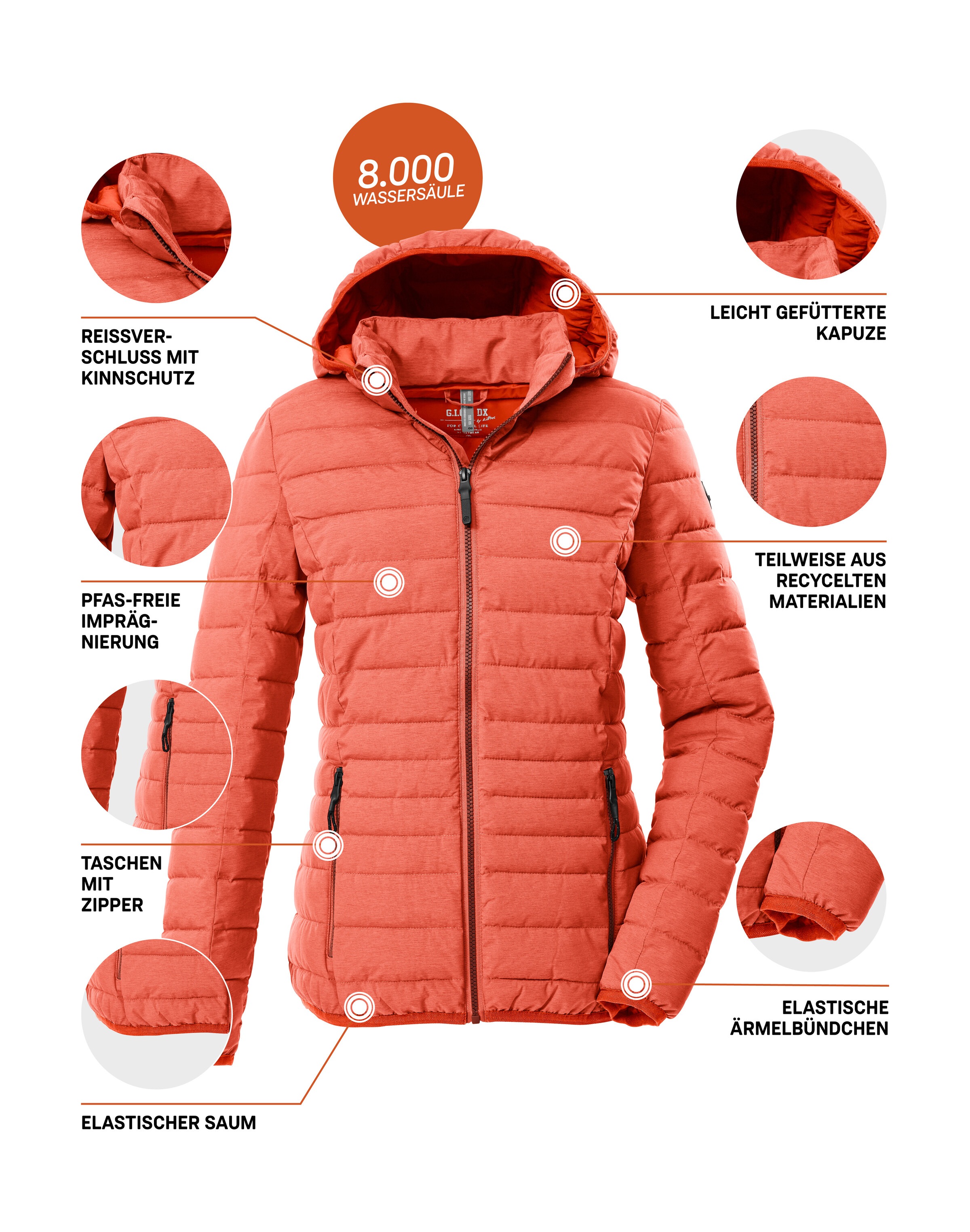 G.I.G.A. DX by killtec Steppjacke »GW 49 WMN QLTD JCKT«, Wind- und wasserabweisende Damen Steppjacke mit 8.000 mm Wassersäule