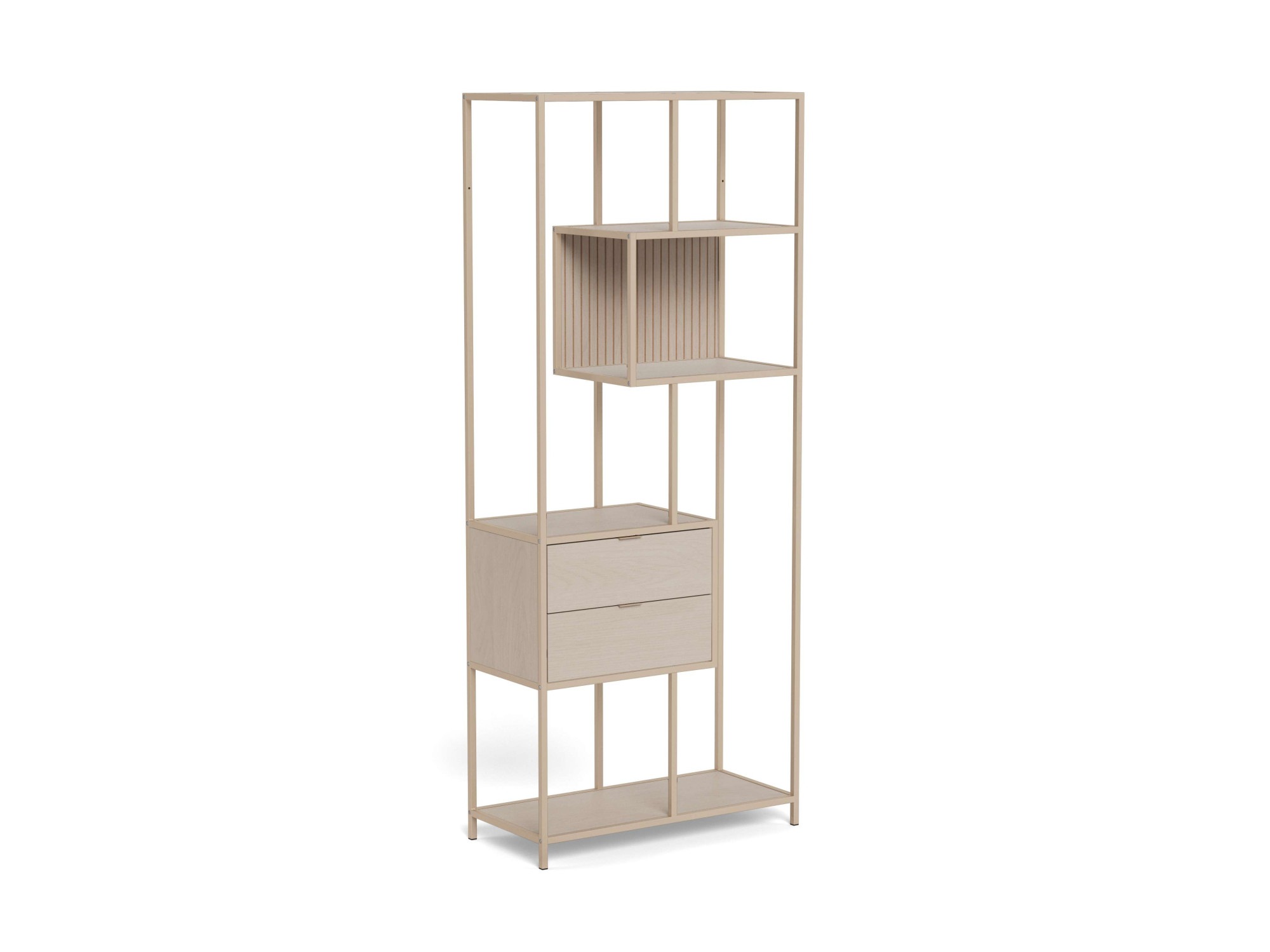 ACTONA GROUP Regal »Seaford, Standregal, Regal, Raumteiler« 77x35x185 cm,  schwarzer Stahlrahmen, 2 Schubladen, Wendemodul, Breite 77 cm
